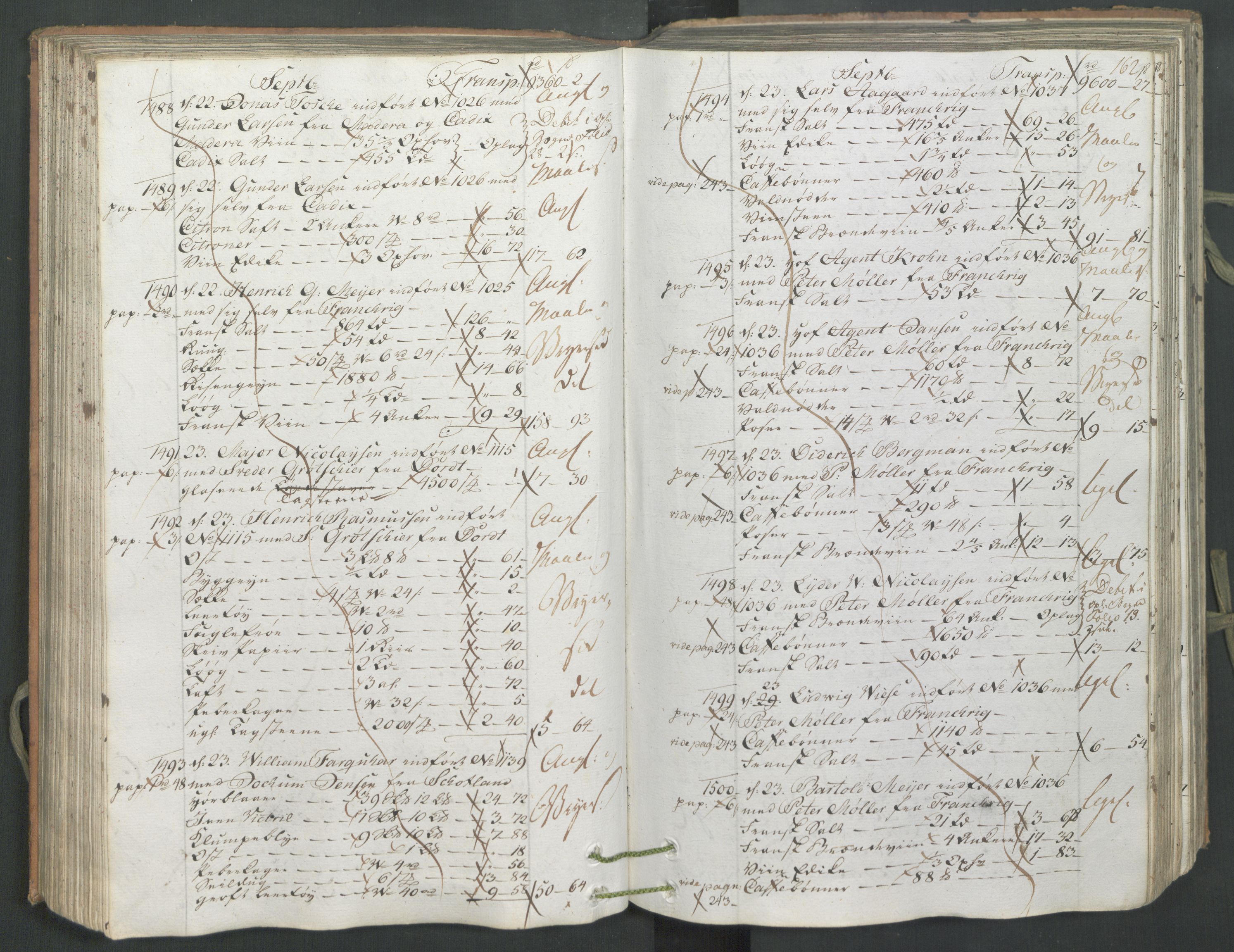Generaltollkammeret, tollregnskaper, AV/RA-EA-5490/R26/L0222/0001: Tollregnskaper Bergen A / Inngående hovedtollbok, 1786, s. 161b-162a