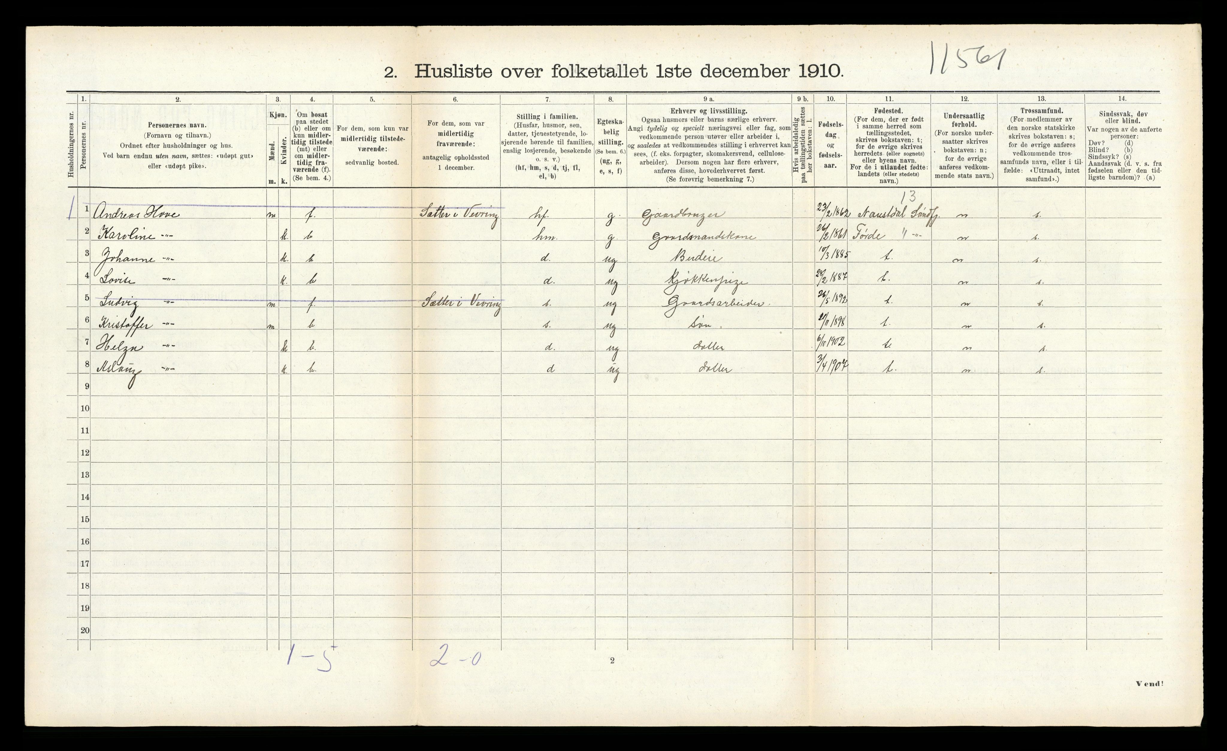RA, Folketelling 1910 for 1437 Kinn herred, 1910, s. 1093