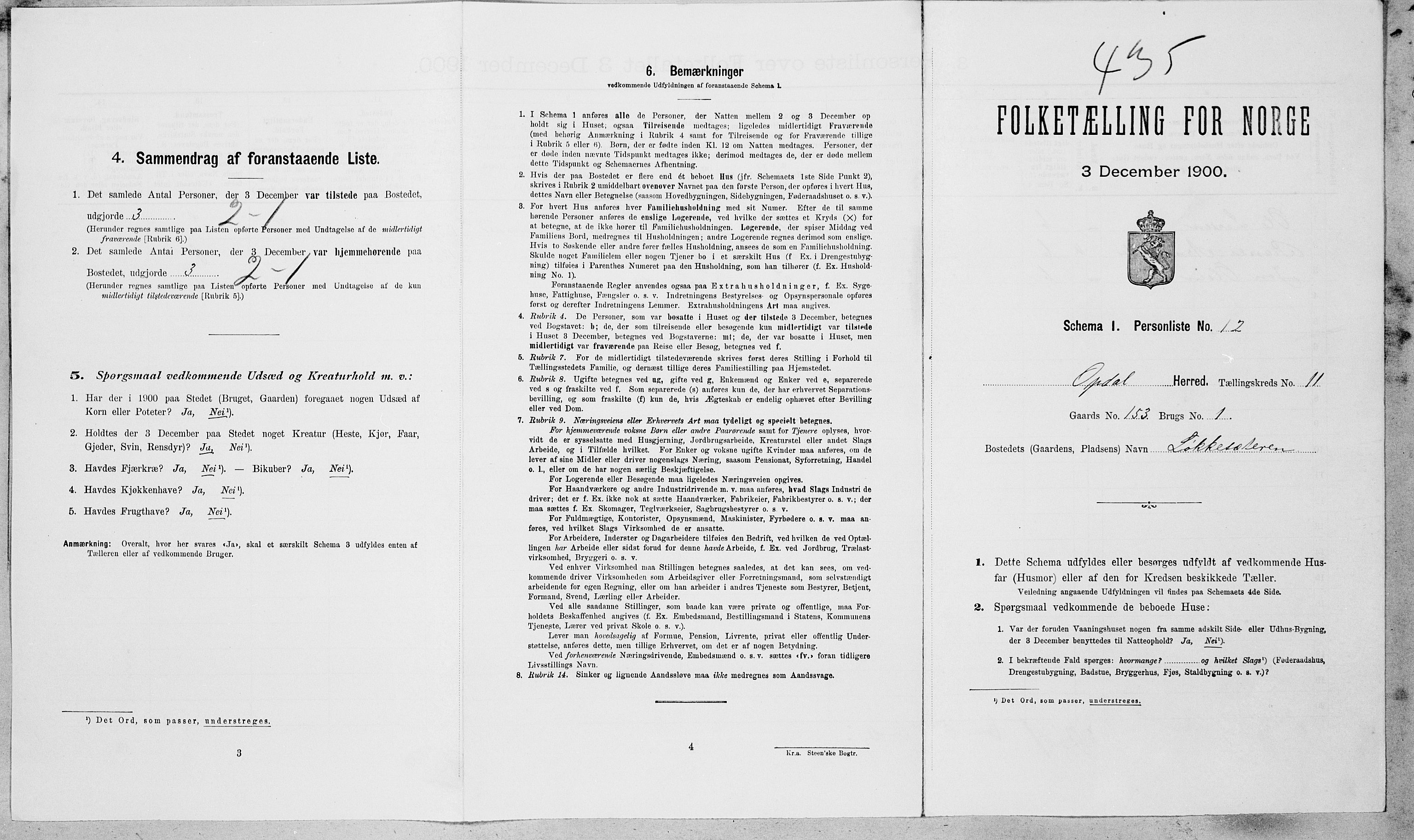 SAT, Folketelling 1900 for 1634 Oppdal herred, 1900, s. 874