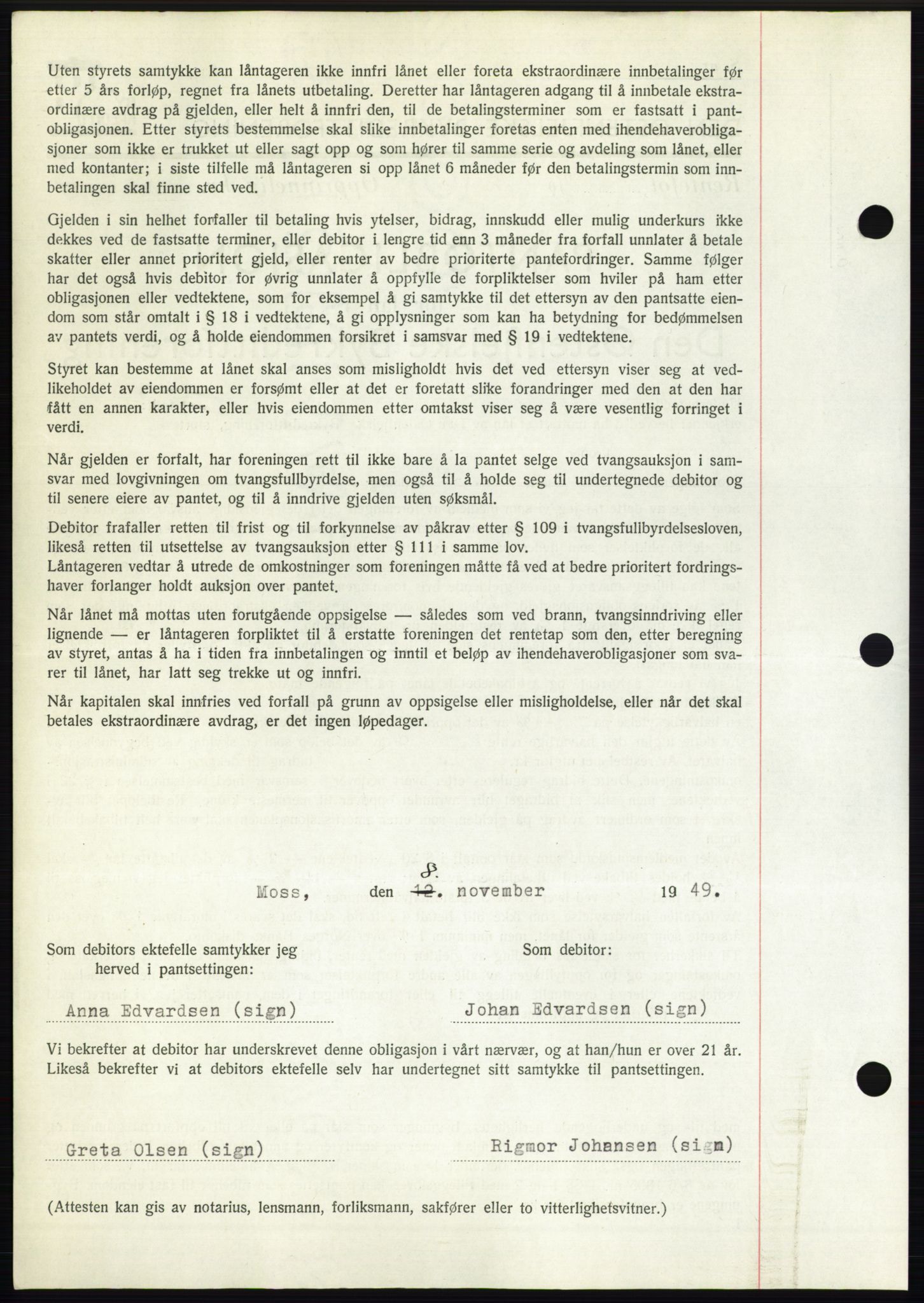 Moss sorenskriveri, SAO/A-10168: Pantebok nr. B23, 1949-1950, Dagboknr: 3399/1949