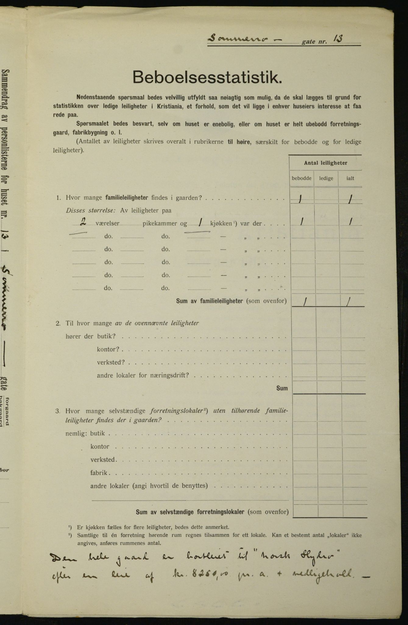 OBA, Kommunal folketelling 1.2.1912 for Kristiania, 1912, s. 100049