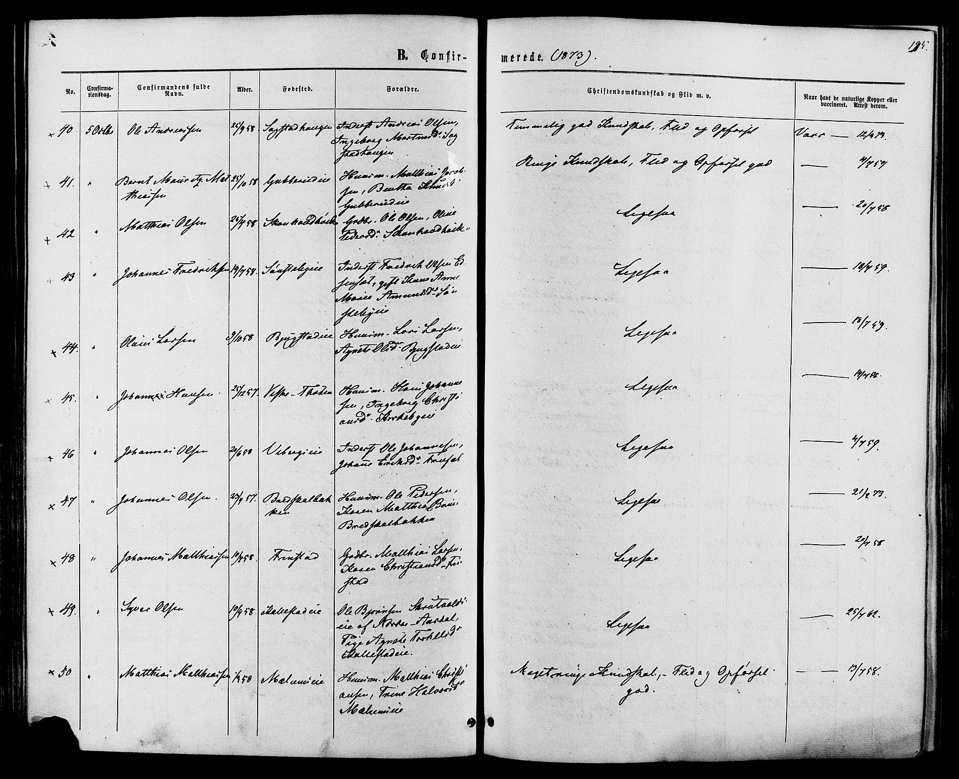 Vardal prestekontor, AV/SAH-PREST-100/H/Ha/Haa/L0007: Ministerialbok nr. 7, 1867-1878, s. 195