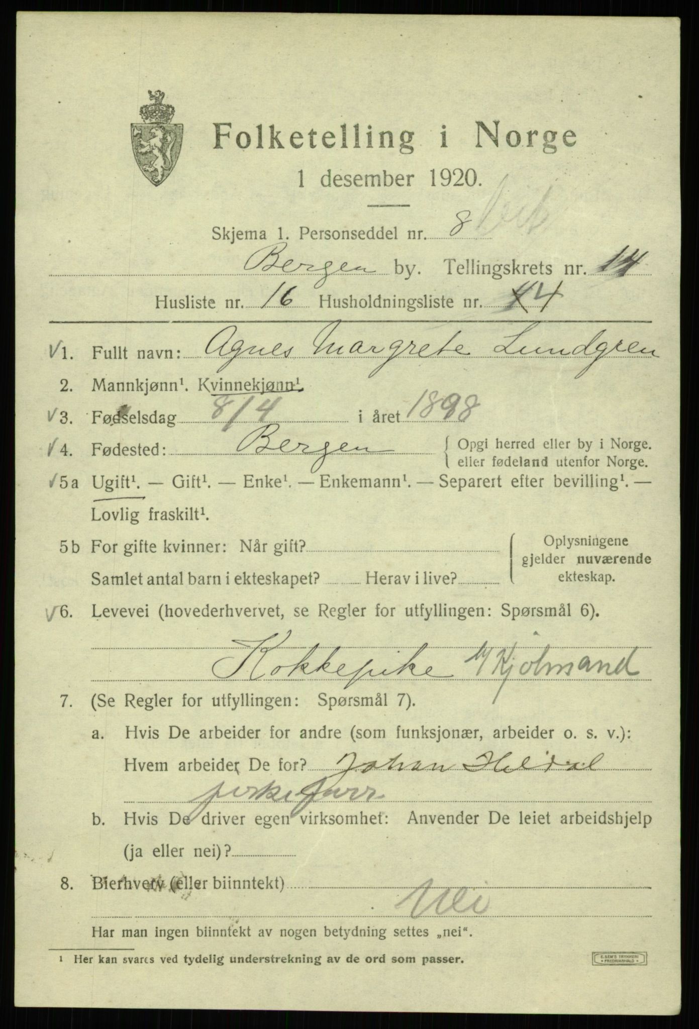SAB, Folketelling 1920 for 1301 Bergen kjøpstad, 1920, s. 76204