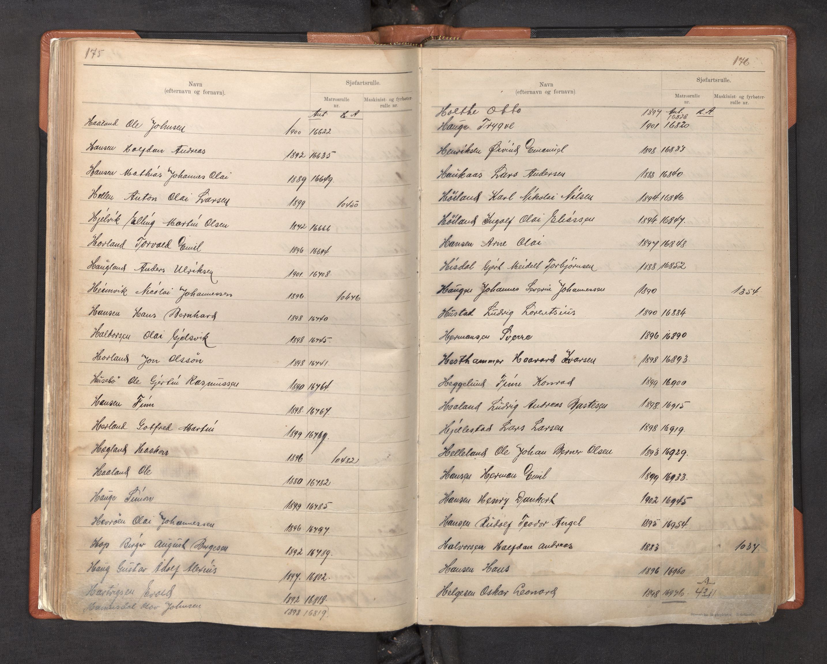 Innrulleringssjefen i Bergen, AV/SAB-A-100050/F/Fa/L0003: Register til sjøfarts-annotasjonsrulle for Bergen krets, 1897-1919