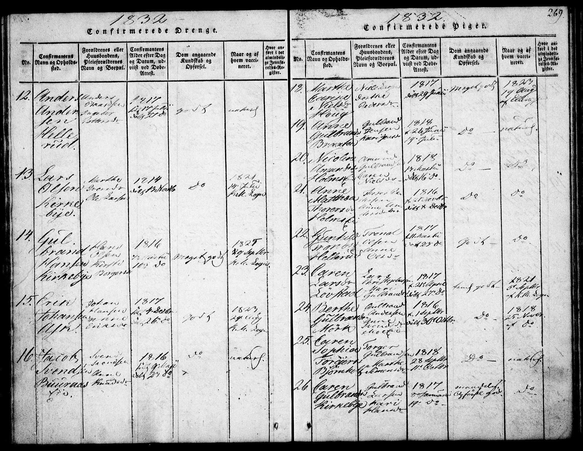Nittedal prestekontor Kirkebøker, SAO/A-10365a/F/Fa/L0003: Ministerialbok nr. I 3, 1814-1836, s. 269