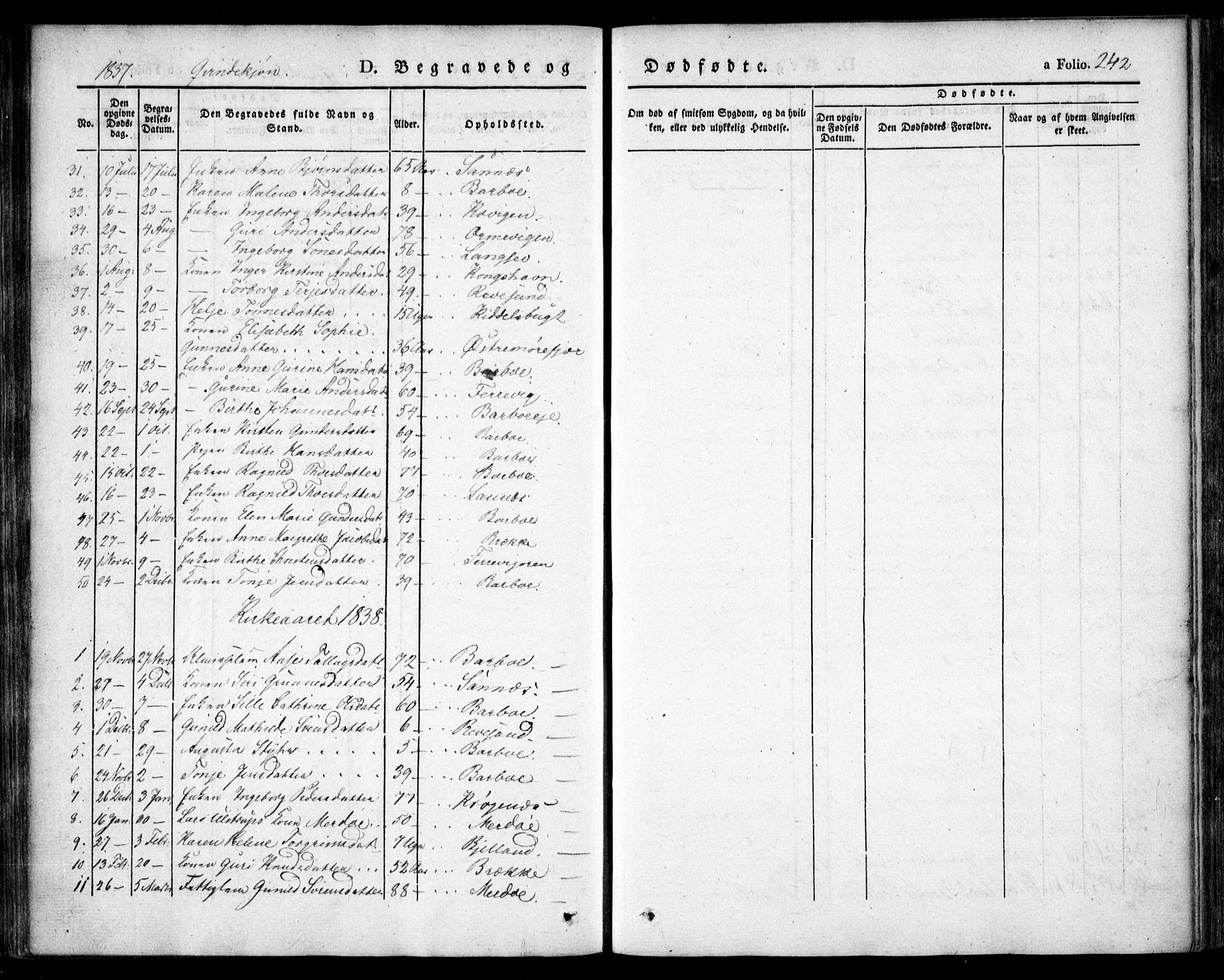 Tromøy sokneprestkontor, AV/SAK-1111-0041/F/Fa/L0004: Ministerialbok nr. A 4, 1837-1846, s. 242