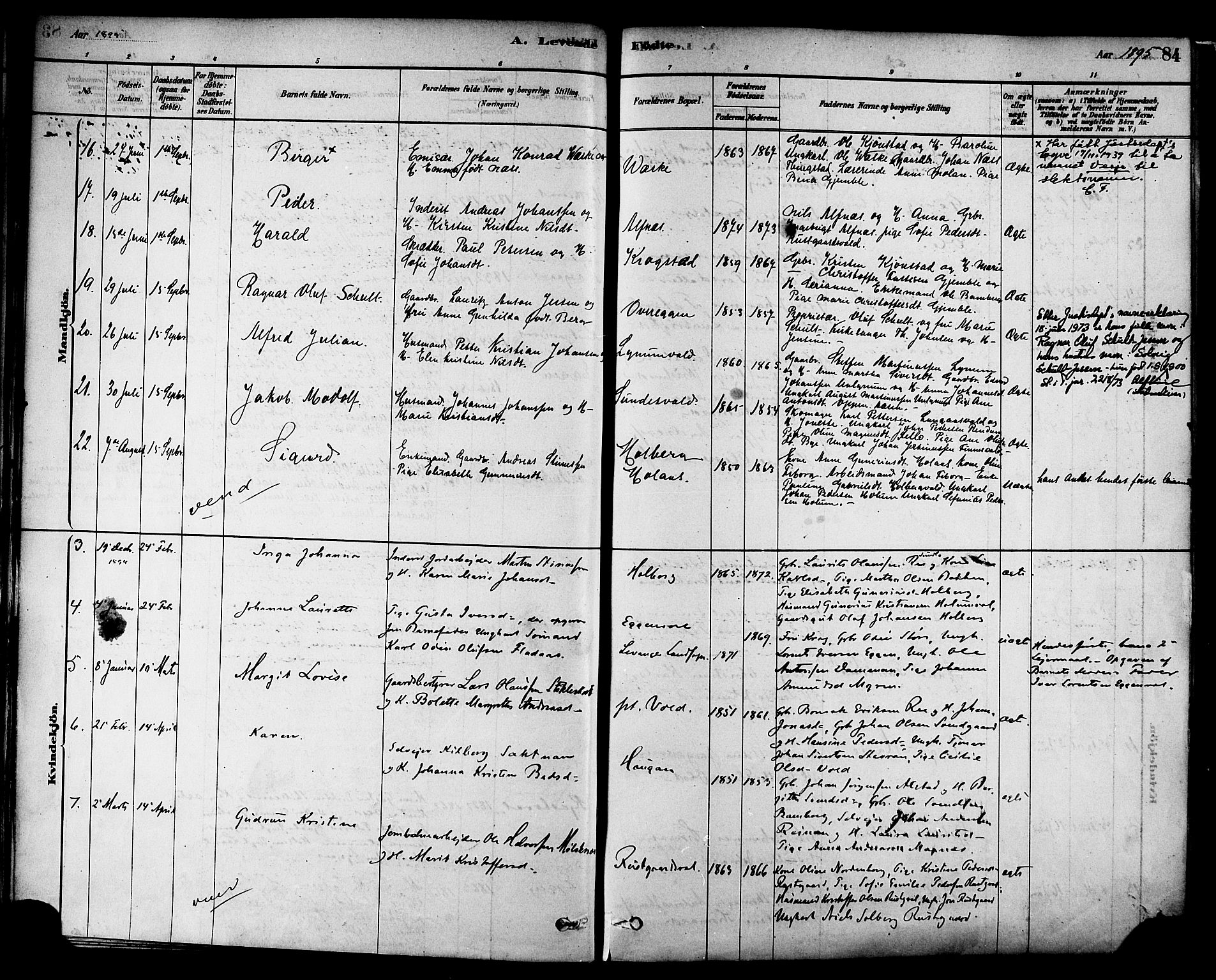 Ministerialprotokoller, klokkerbøker og fødselsregistre - Nord-Trøndelag, SAT/A-1458/717/L0159: Ministerialbok nr. 717A09, 1878-1898, s. 84