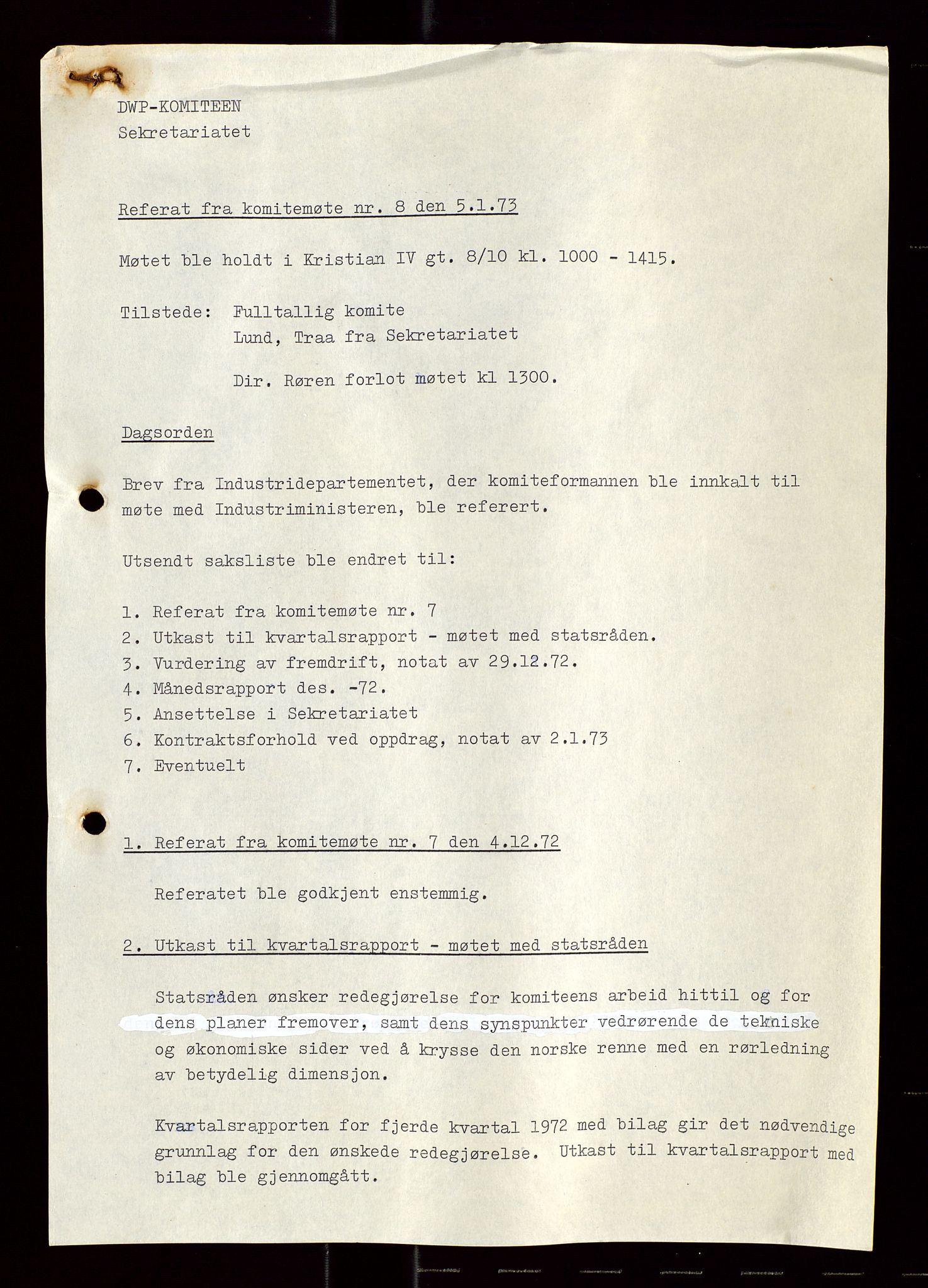 Industridepartementet, Oljekontoret, AV/SAST-A-101348/Di/L0004: DWP, møter, komite`møter, 761 forskning/teknologi, 1972-1975, s. 250