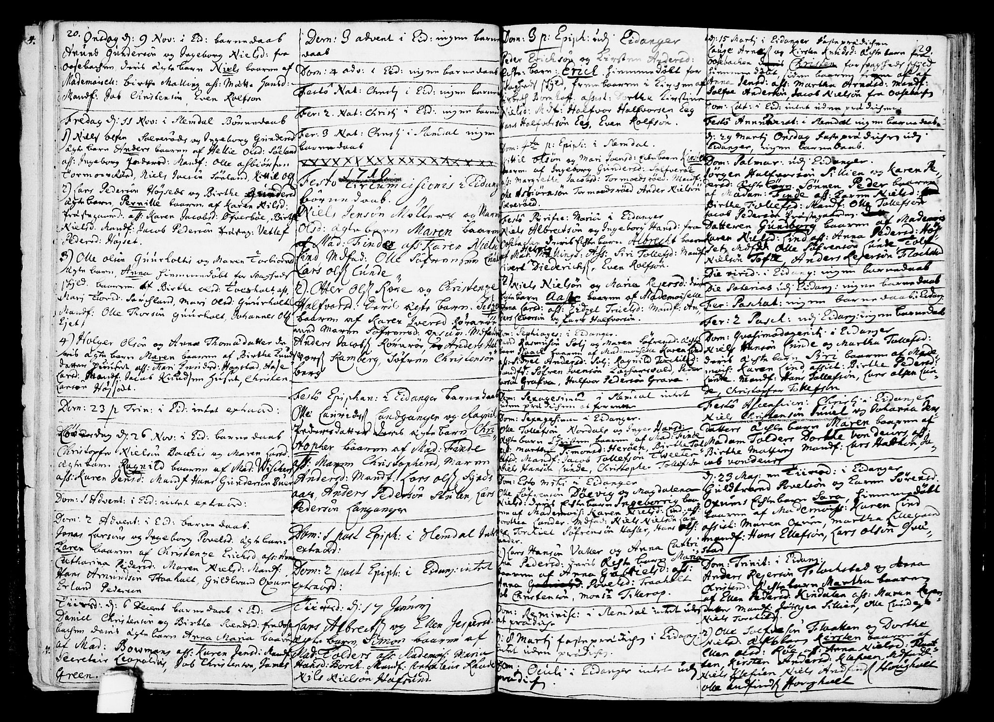 Eidanger kirkebøker, AV/SAKO-A-261/F/Fa/L0002: Ministerialbok nr. 2, 1712-1720, s. 20-21