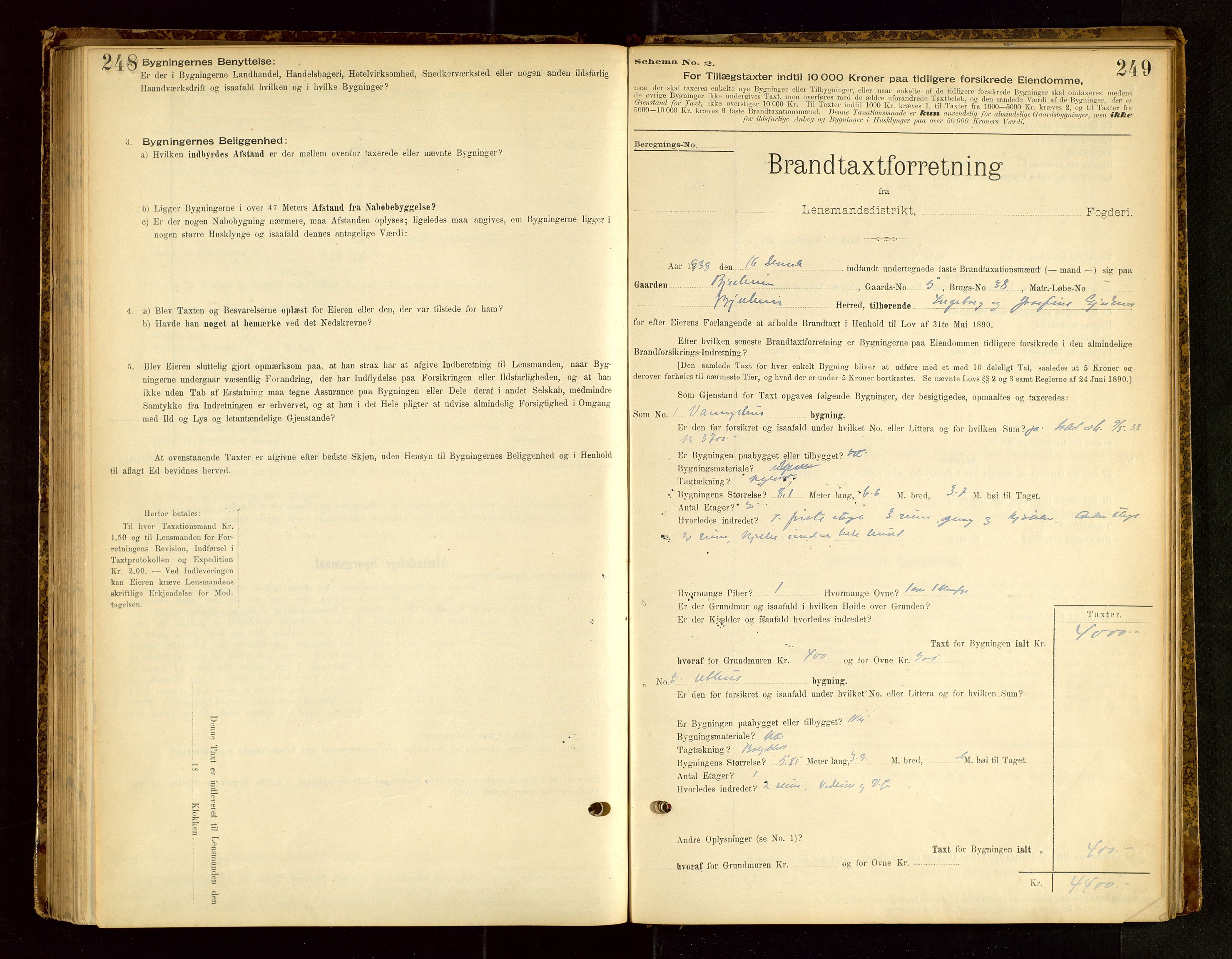 Bjerkreim lensmannskontor, SAST/A-100090/Gob/L0001: "Brandtaxationsprotokol", 1895-1950, s. 248-249