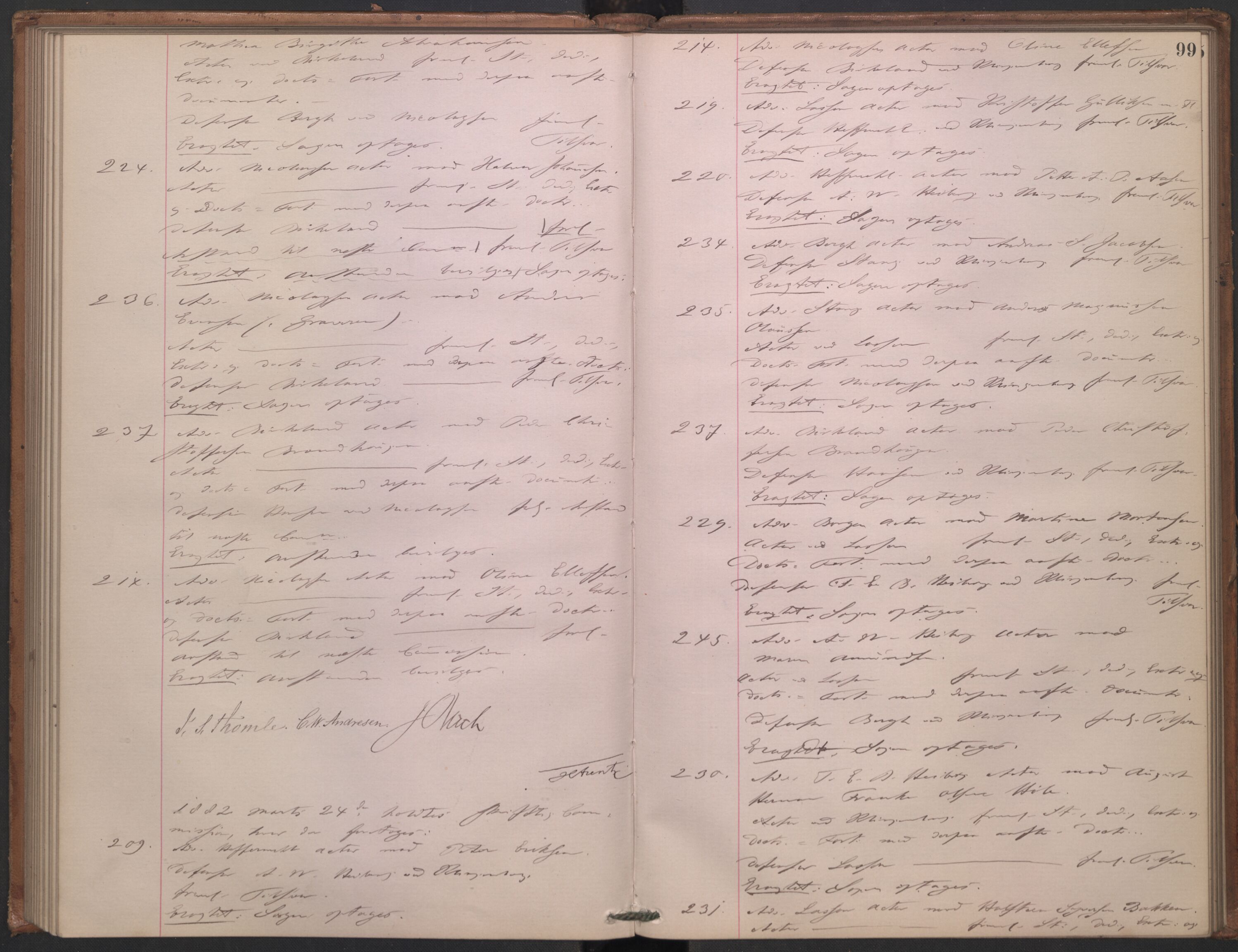 Høyesterett, AV/RA-S-1002/E/Ef/L0014: Protokoll over saker som gikk til skriftlig behandling, 1879-1884, s. 98b-99a