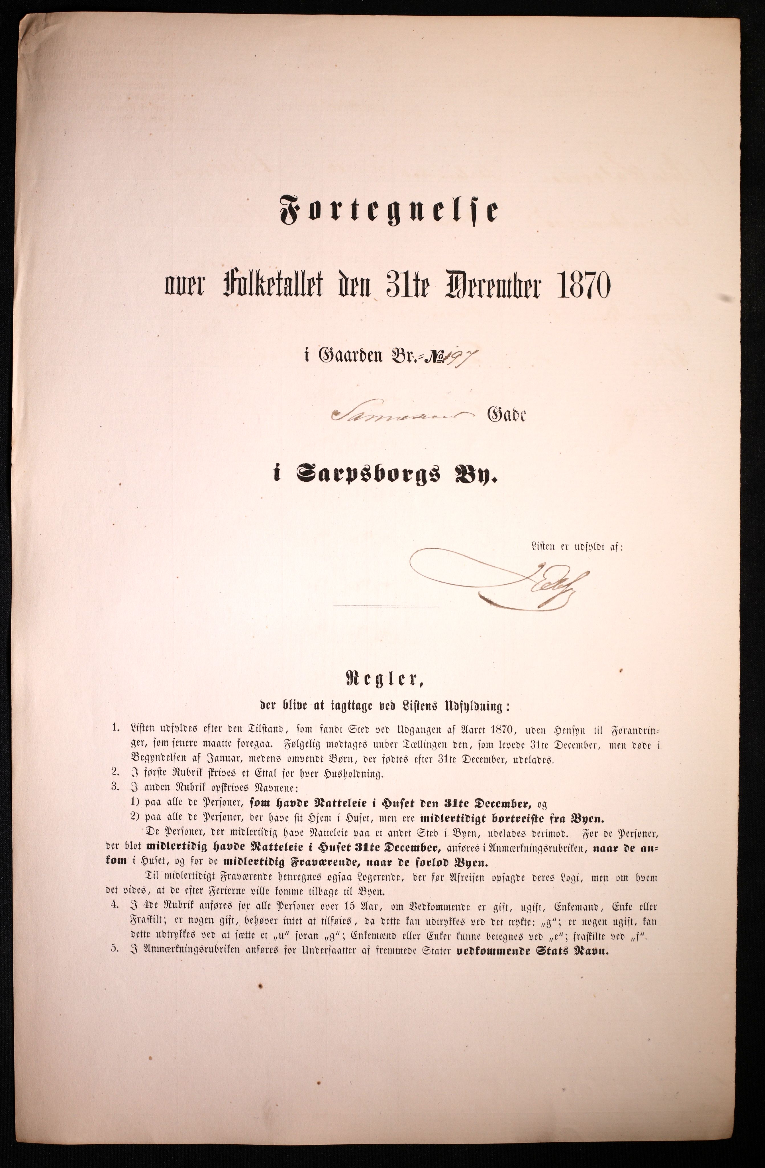 RA, Folketelling 1870 for 0102 Sarpsborg kjøpstad, 1870, s. 49