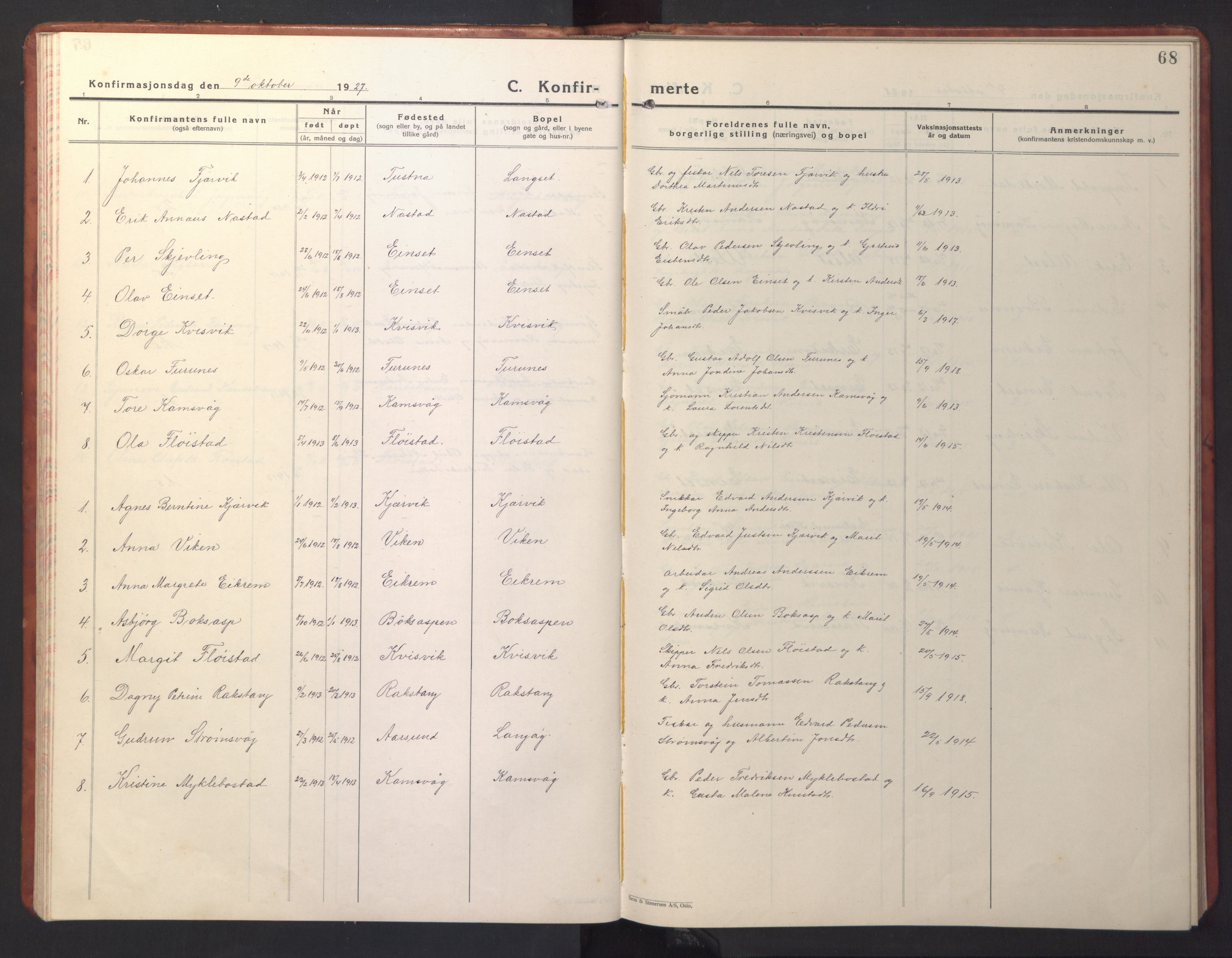 Ministerialprotokoller, klokkerbøker og fødselsregistre - Møre og Romsdal, AV/SAT-A-1454/587/L1002: Klokkerbok nr. 587C02, 1926-1951, s. 68