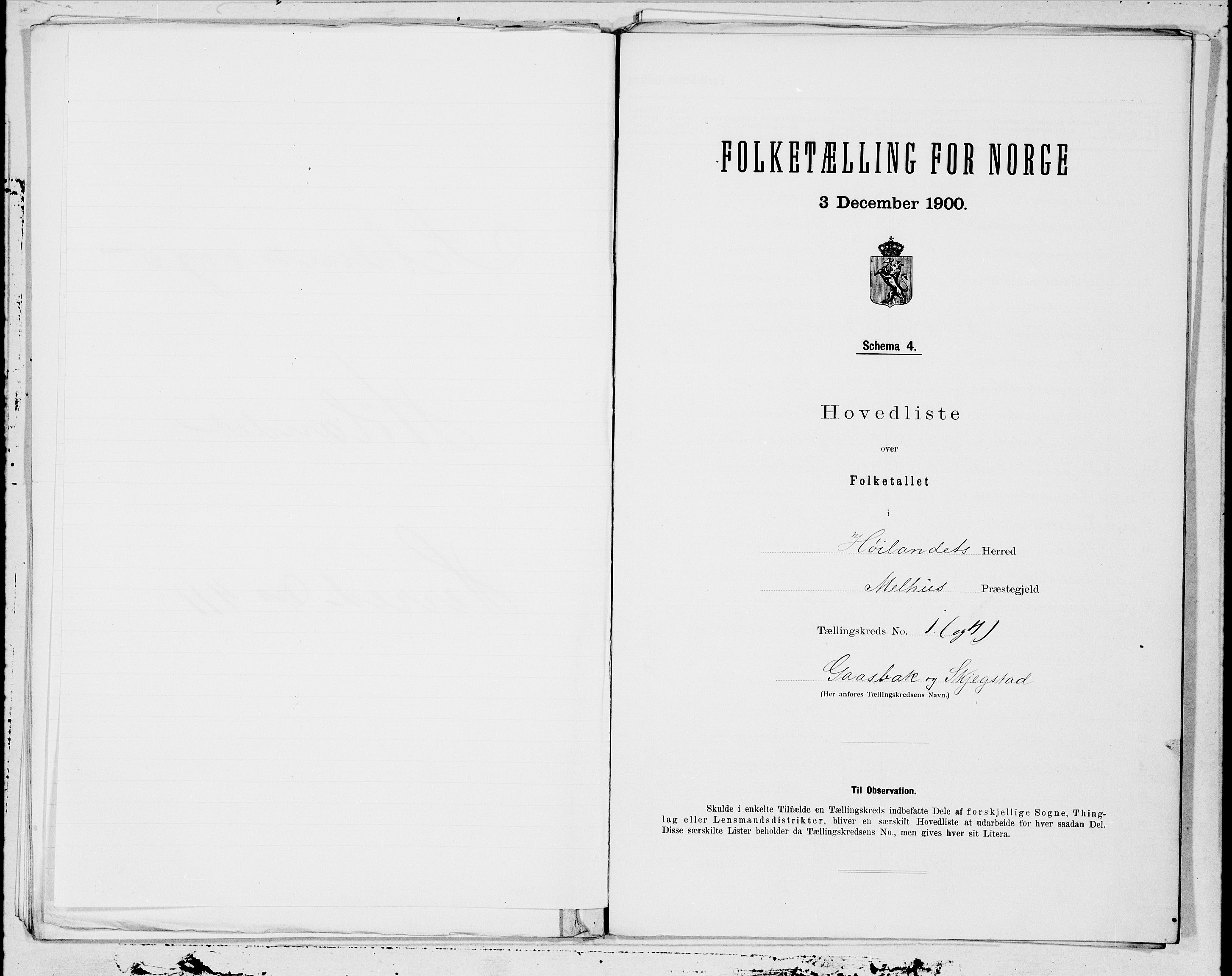 SAT, Folketelling 1900 for 1651 Hølonda herred, 1900, s. 2