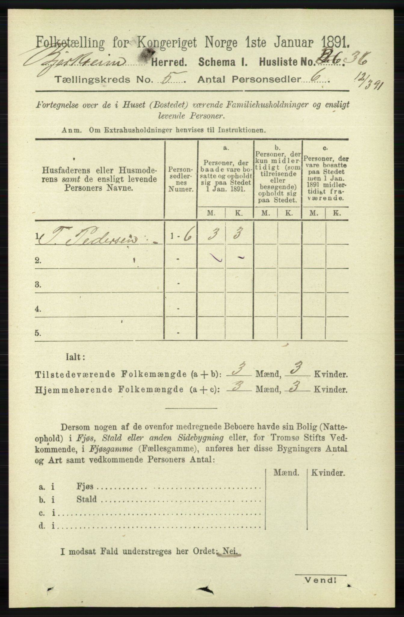 RA, Folketelling 1891 for 1114 Bjerkreim herred, 1891, s. 1688