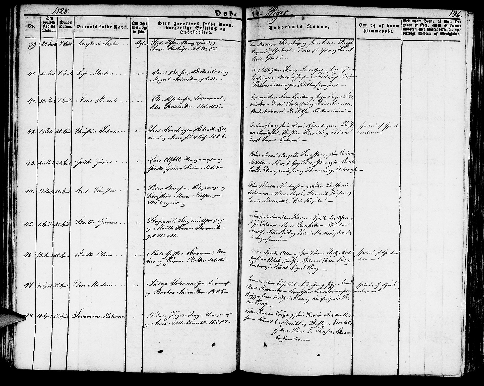 Domkirken sokneprestembete, SAB/A-74801/H/Haa/L0012: Ministerialbok nr. A 12, 1821-1840, s. 136