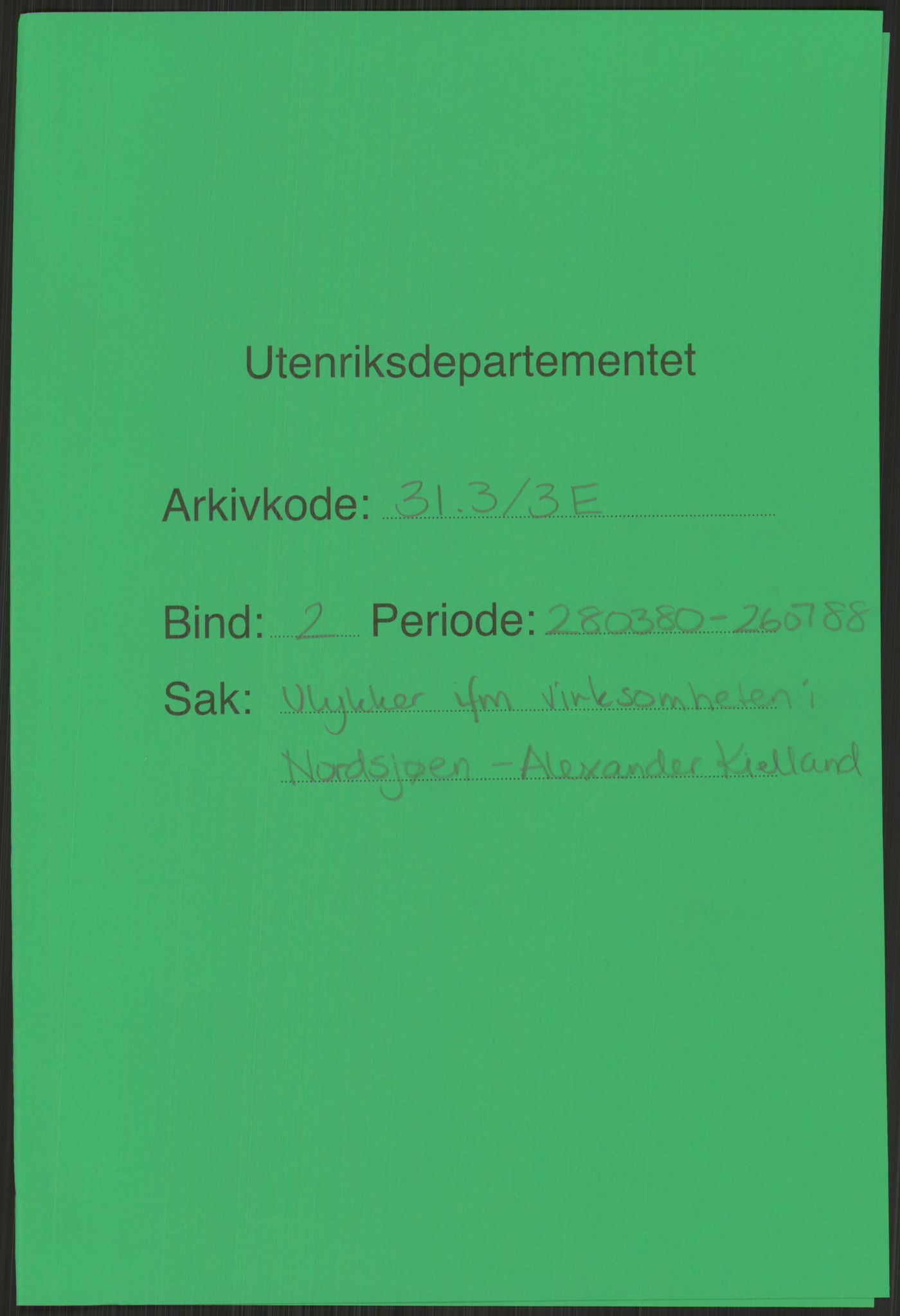 Utenriksstasjonene, Ambassaden i London, England, RA/S-6230/1/D/L0048/0003: Sakarkiv / 31.1/3E Ulykker ifm virksomheten i Nordsjøen - Alexander Kielland - Bd 2, 1980-1988