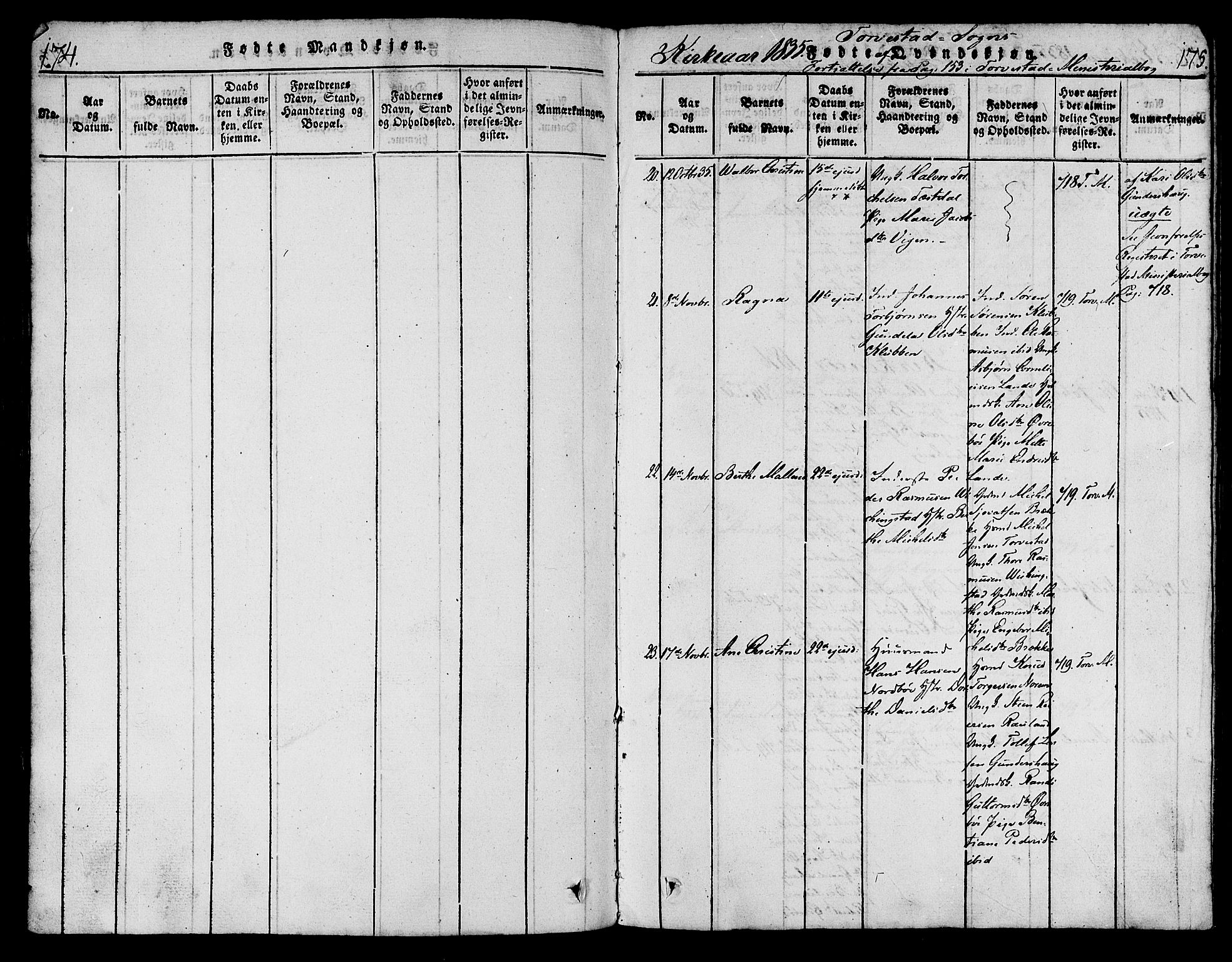 Torvastad sokneprestkontor, AV/SAST-A -101857/H/Ha/Haa/L0004: Ministerialbok nr. A 4, 1817-1836, s. 174-175