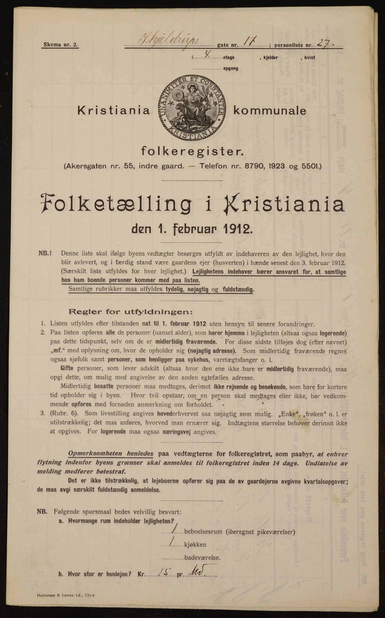 OBA, Kommunal folketelling 1.2.1912 for Kristiania, 1912, s. 96446