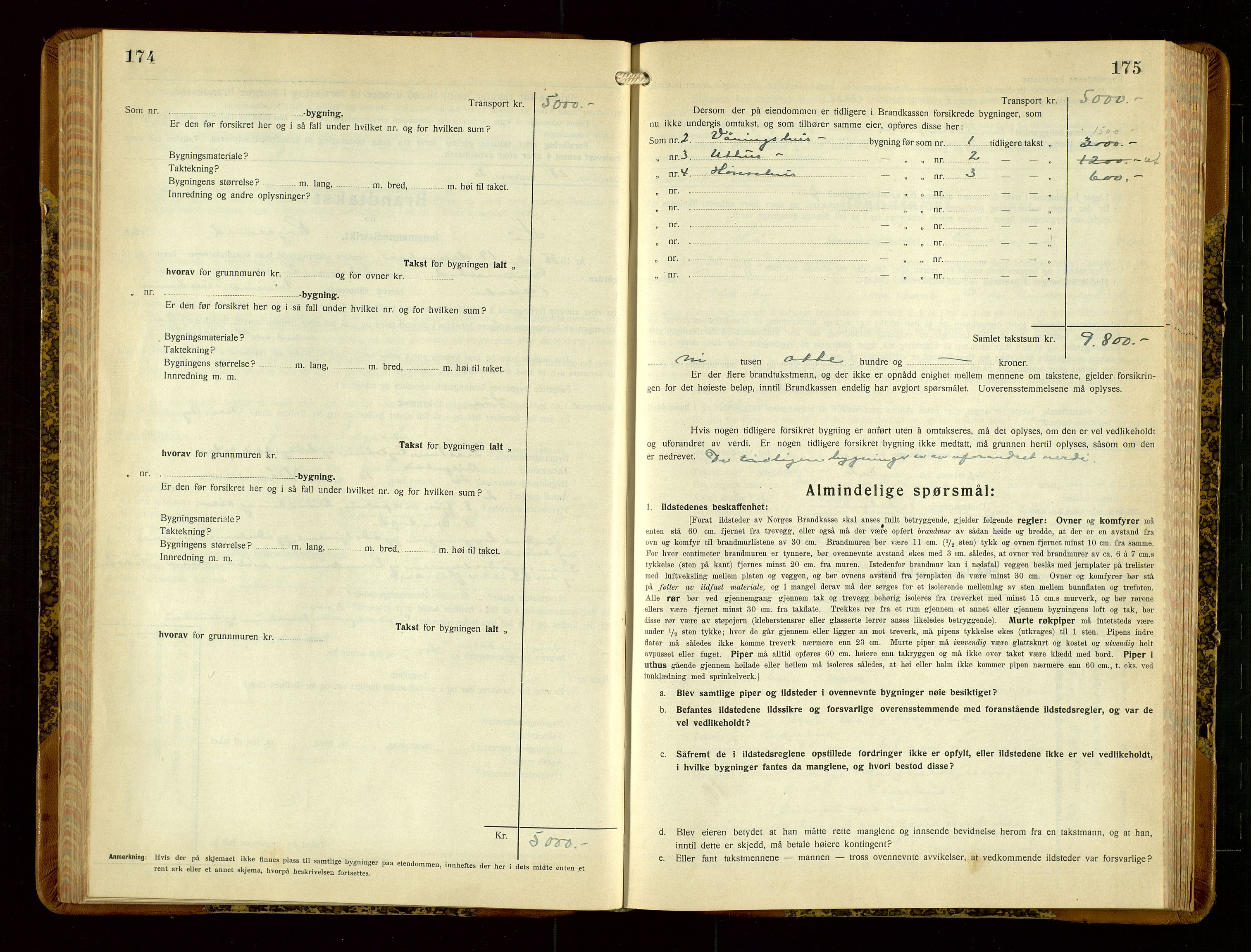 Hå lensmannskontor, SAST/A-100456/Goa/L0006: Takstprotokoll (skjema), 1932-1938, s. 174-175