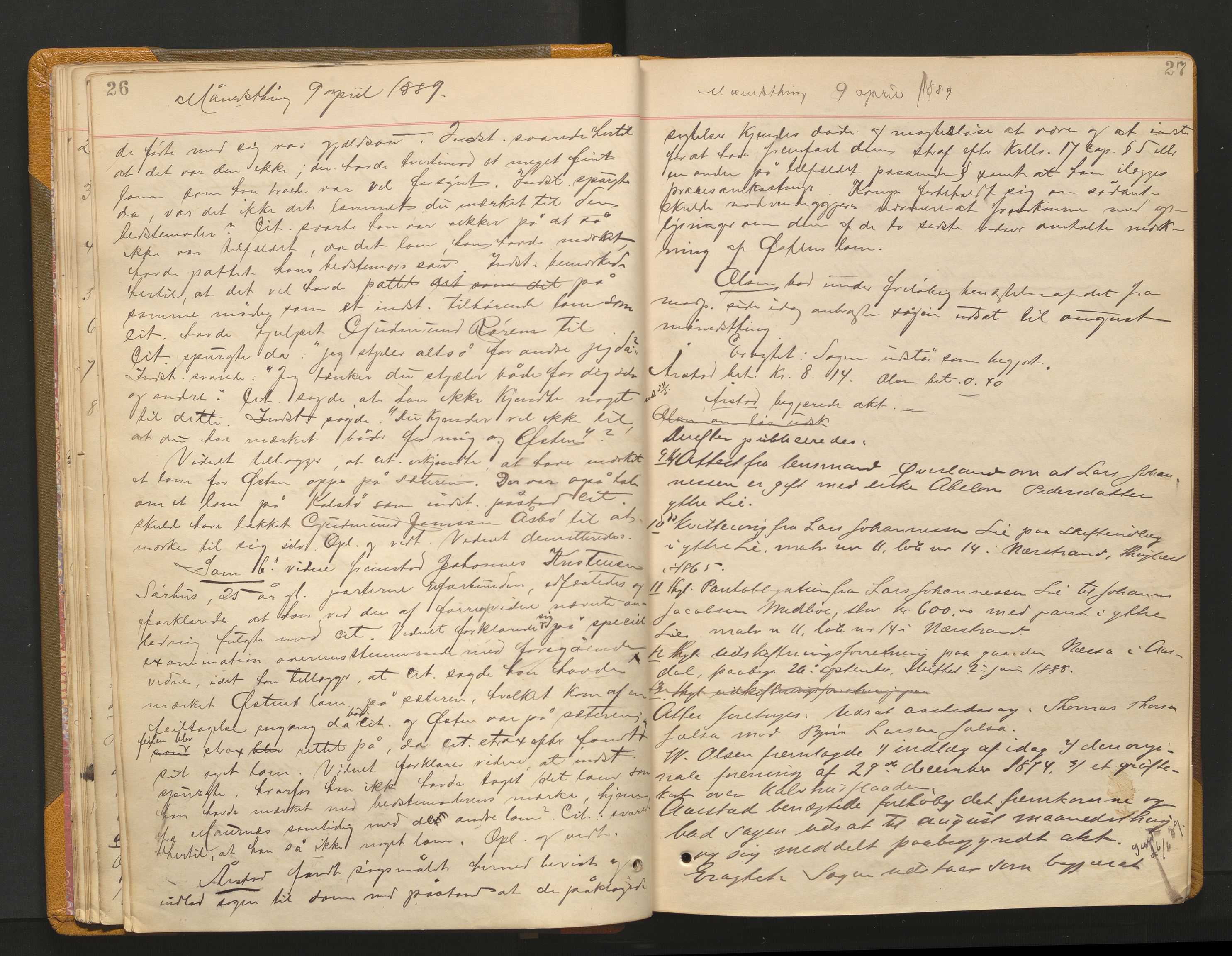 Ryfylke tingrett, AV/SAST-A-100055/001/I/IB/IB0/L0015: Tingbok, Ryfylke, 1889-1891, s. 26-27