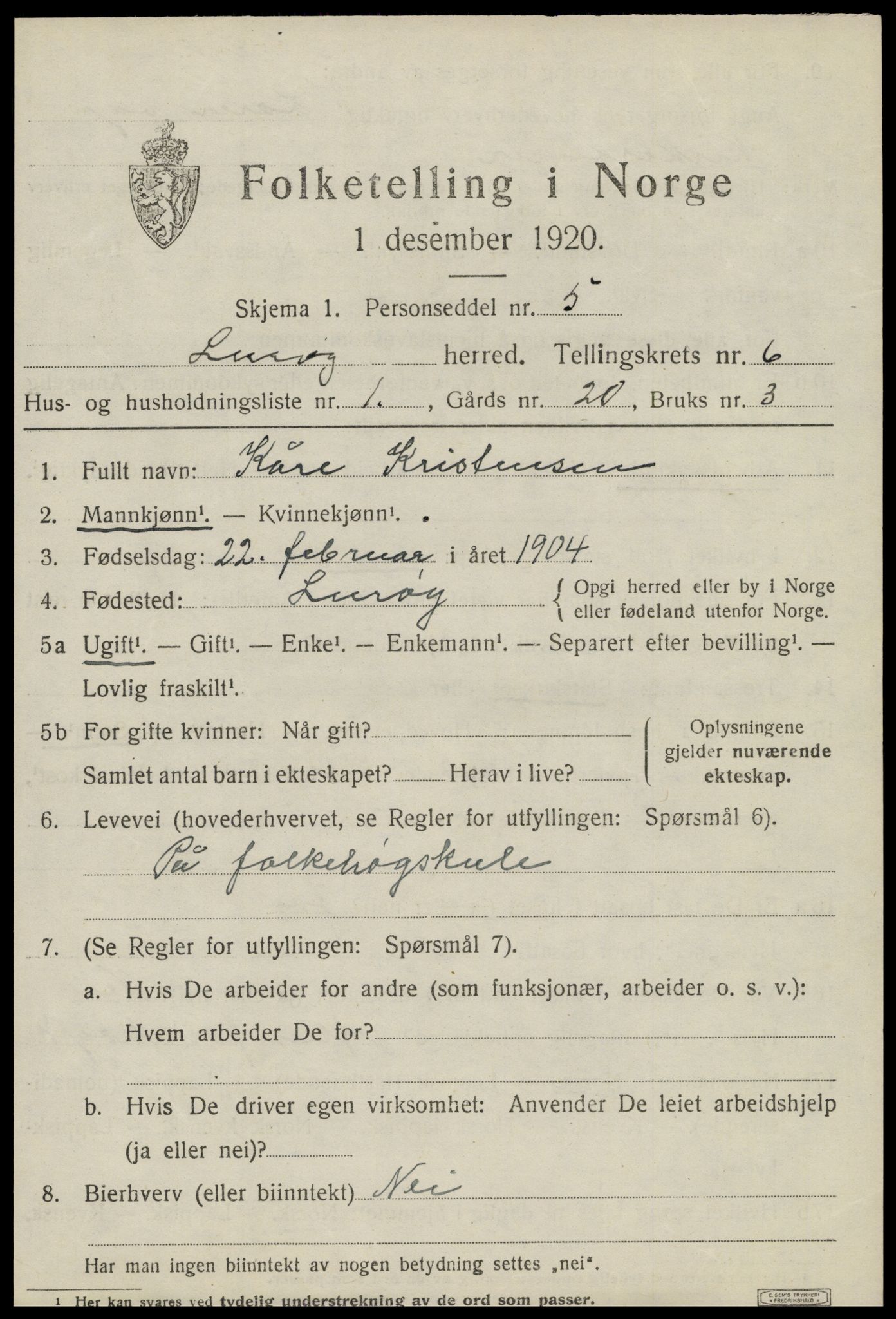 SAT, Folketelling 1920 for 1834 Lurøy herred, 1920, s. 3081