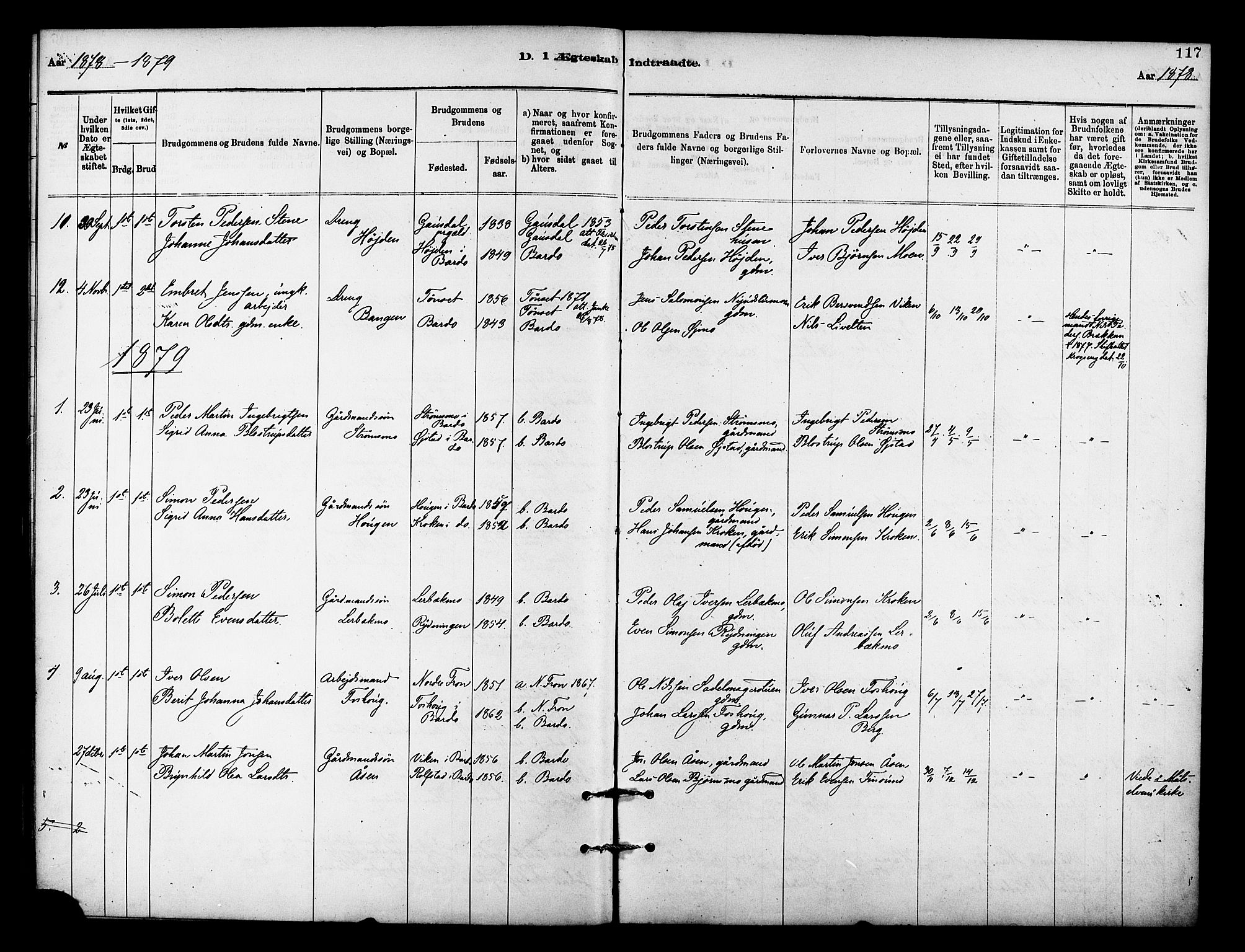 Målselv sokneprestembete, AV/SATØ-S-1311/G/Ga/Gaa/L0009kirke: Ministerialbok nr. 9, 1878-1889, s. 117