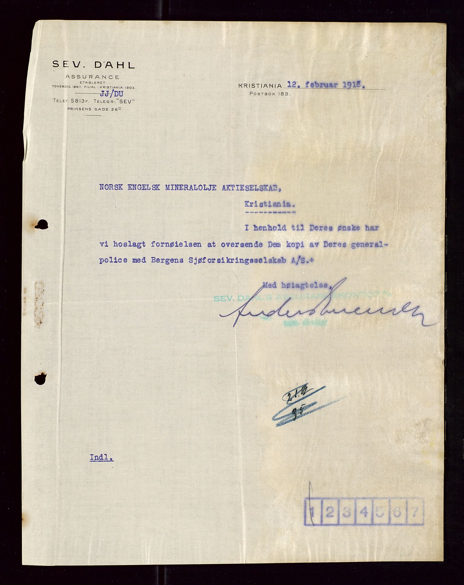 Pa 1521 - A/S Norske Shell, AV/SAST-A-101915/E/Ea/Eaa/L0005: Sjefskorrespondanse, 1918, s. 95