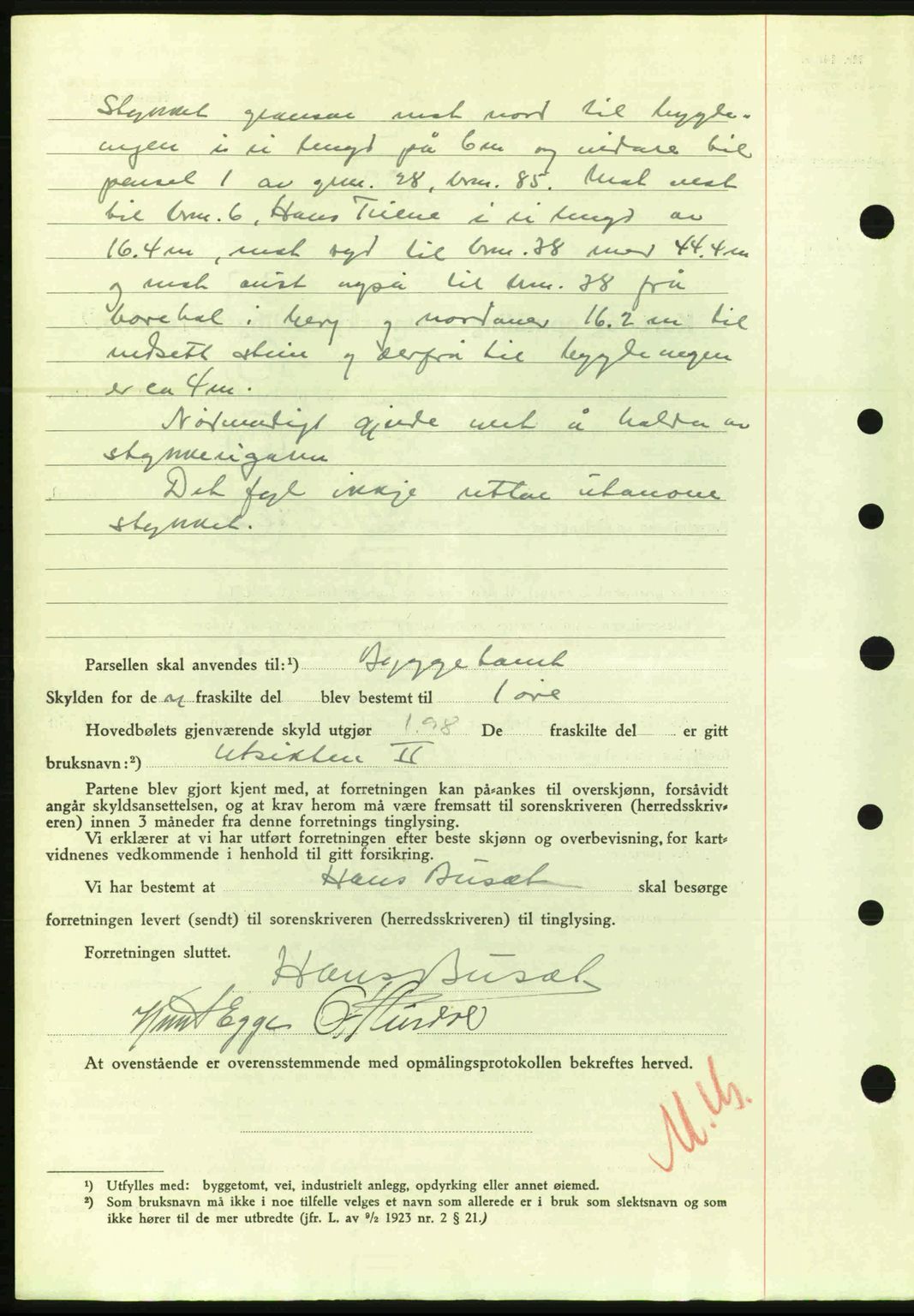 Nordre Sunnmøre sorenskriveri, AV/SAT-A-0006/1/2/2C/2Ca: Pantebok nr. A20a, 1945-1945, Dagboknr: 1066/1945