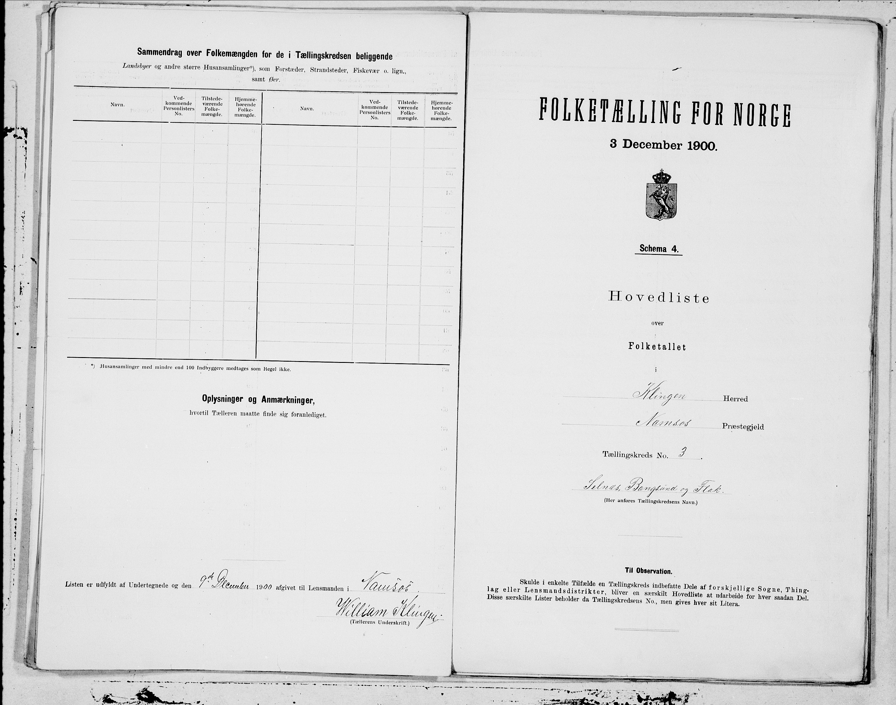 SAT, Folketelling 1900 for 1746 Klinga herred, 1900, s. 6