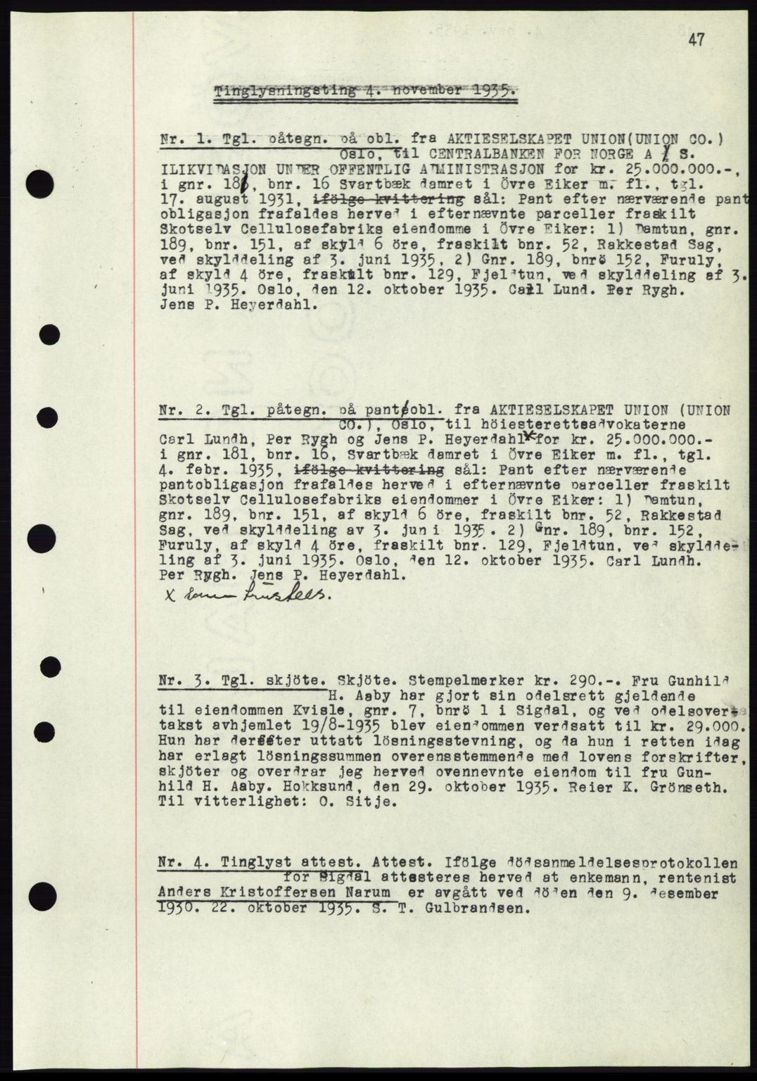 Eiker, Modum og Sigdal sorenskriveri, SAKO/A-123/G/Ga/Gab/L0031: Pantebok nr. A1, 1935-1936, Tingl.dato: 04.11.1935