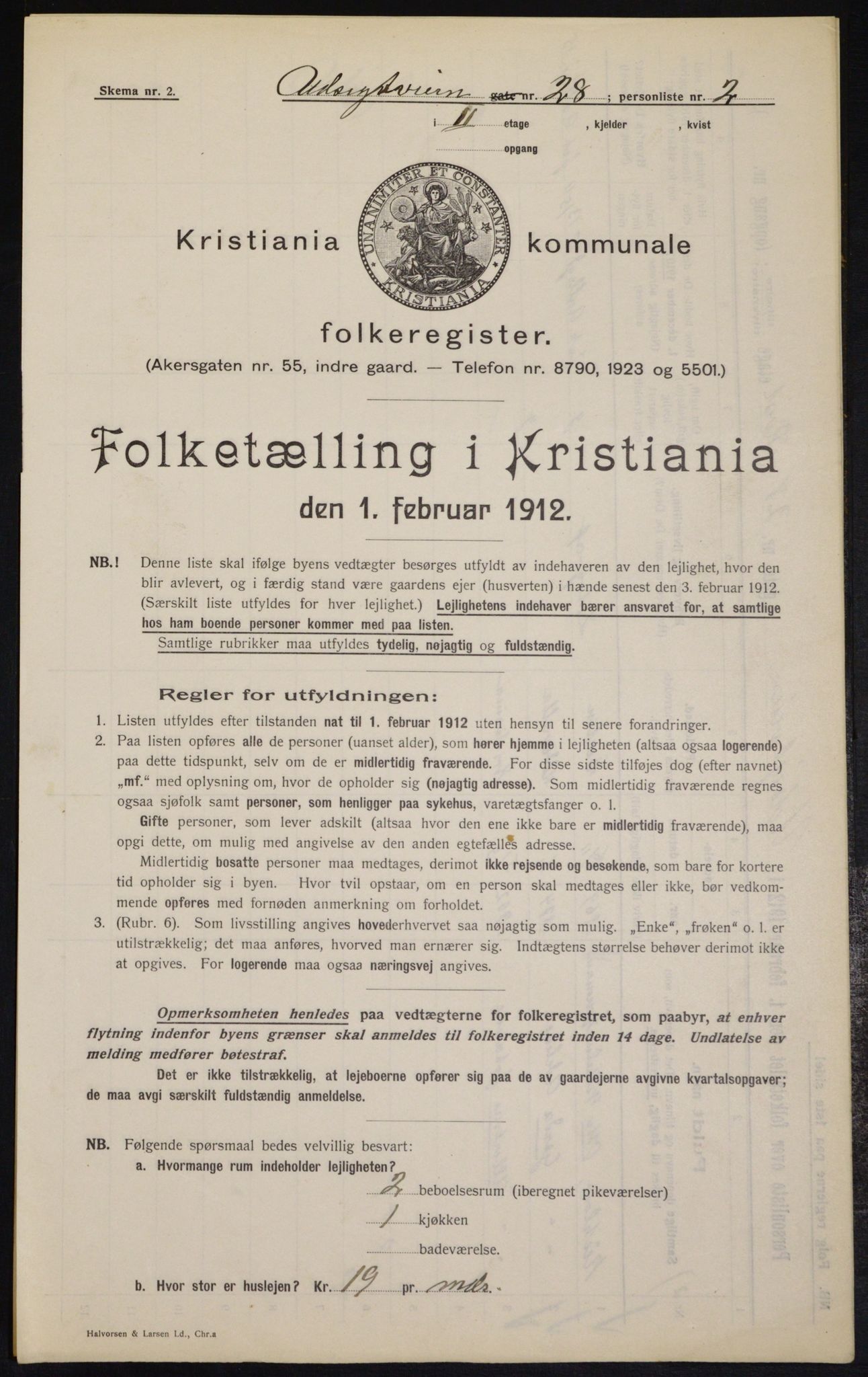 OBA, Kommunal folketelling 1.2.1912 for Kristiania, 1912, s. 121383