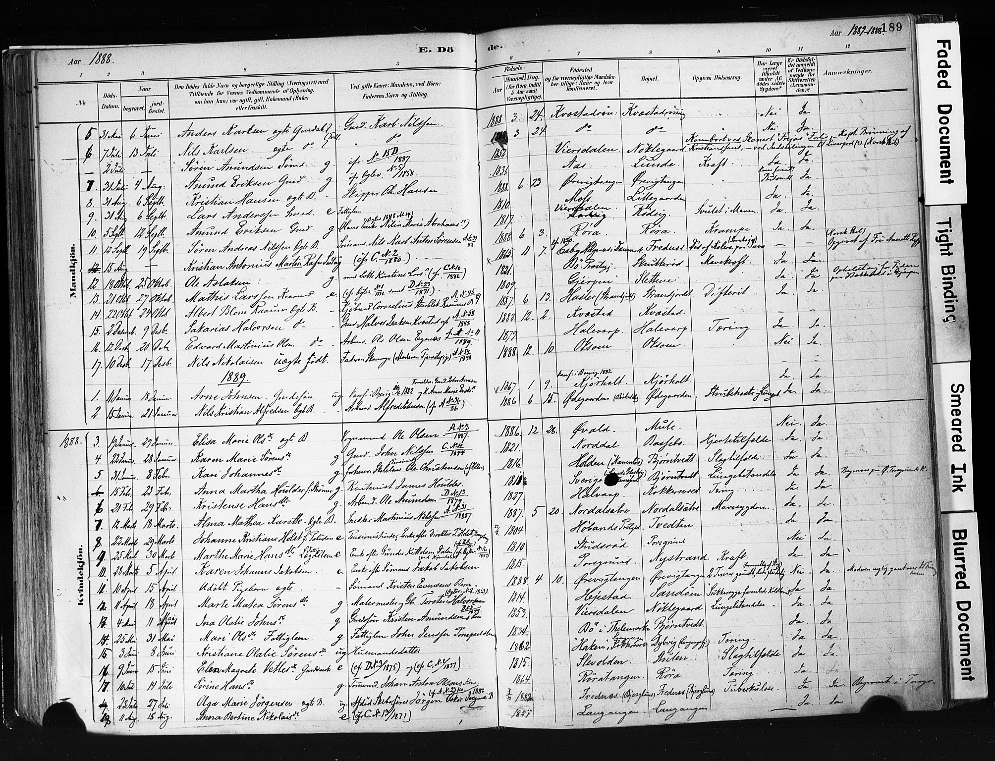 Eidanger kirkebøker, AV/SAKO-A-261/F/Fa/L0012: Ministerialbok nr. 12, 1879-1900, s. 189