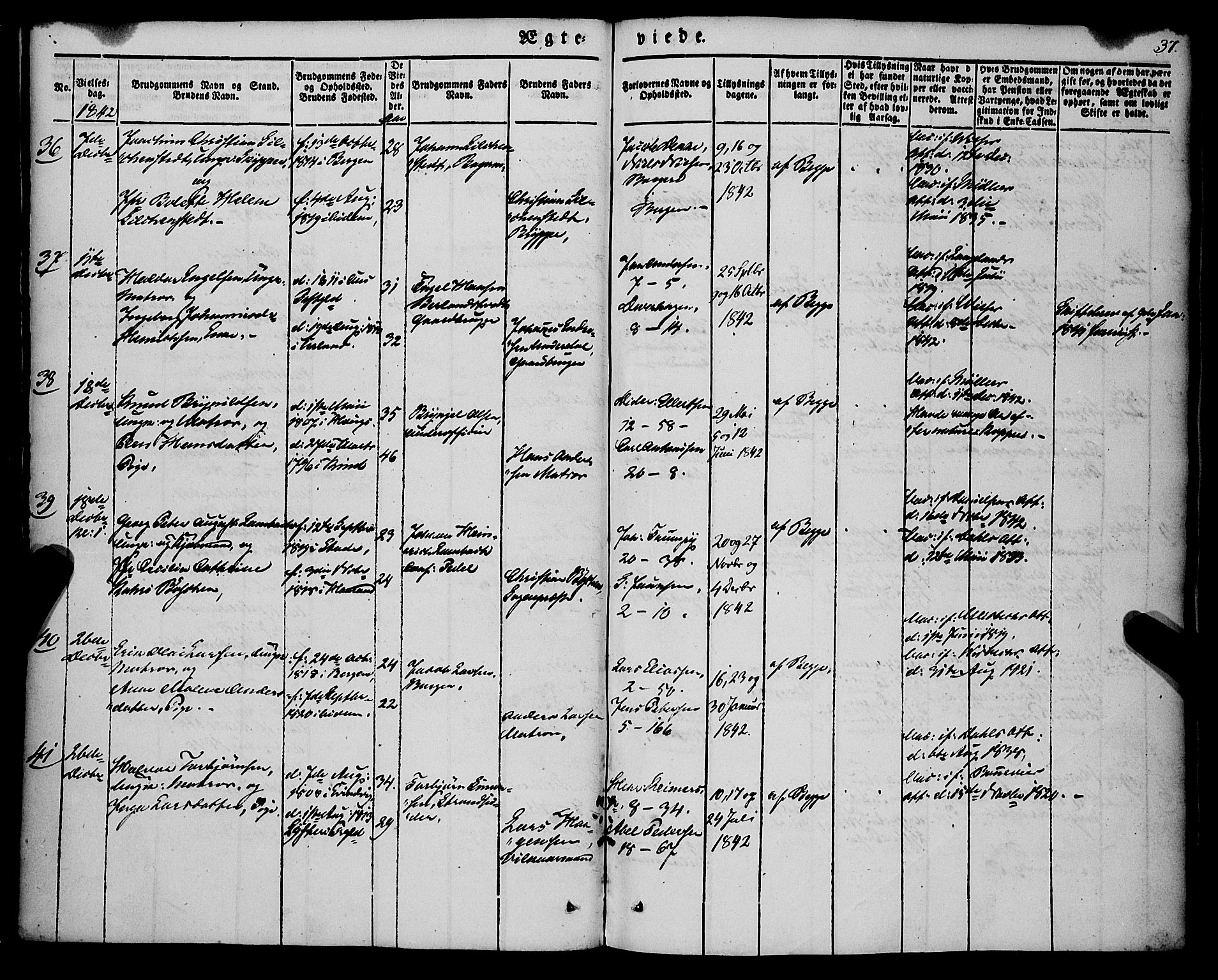 Nykirken Sokneprestembete, AV/SAB-A-77101/H/Haa/L0031: Ministerialbok nr. D 1, 1834-1861, s. 37