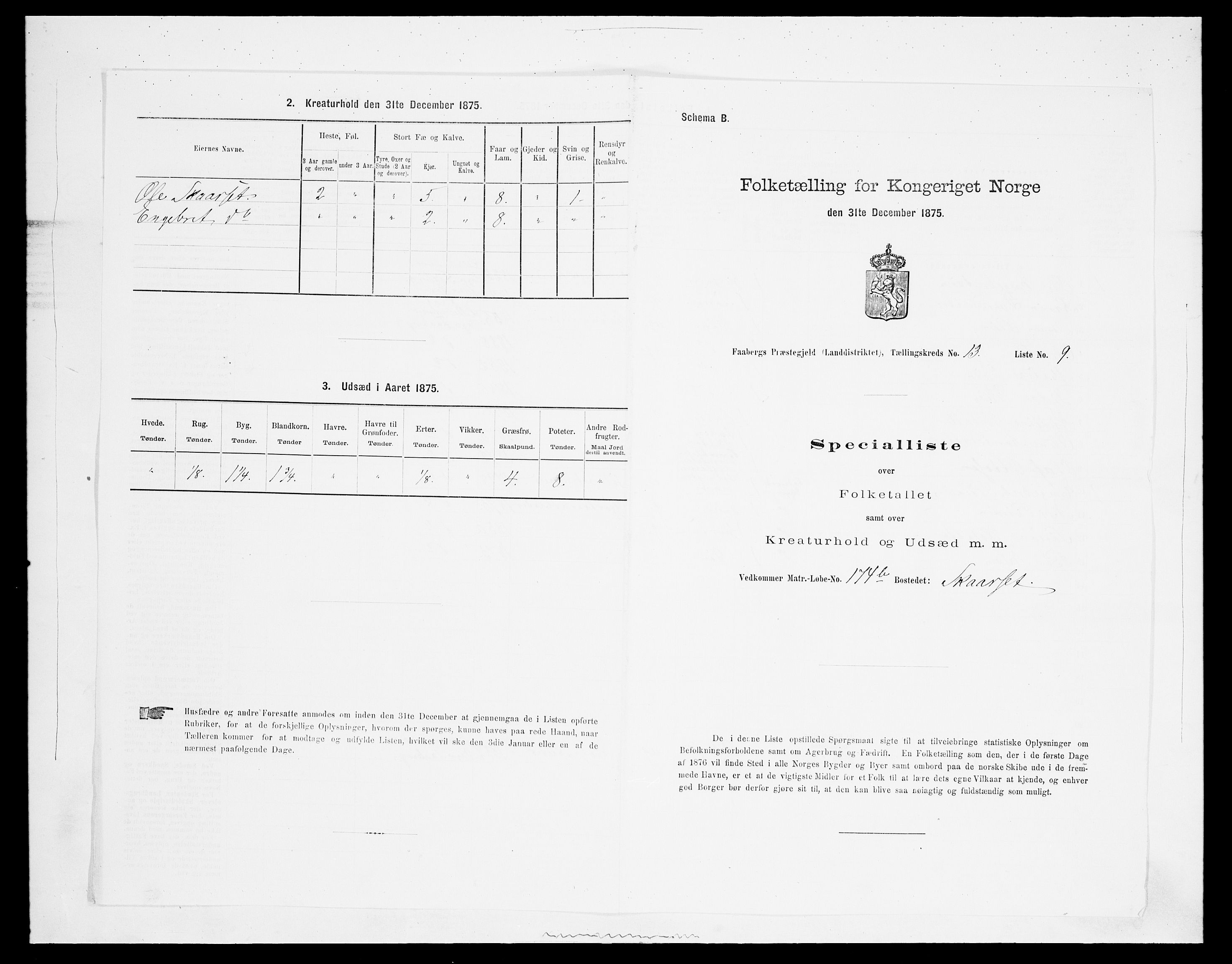 SAH, Folketelling 1875 for 0524L Fåberg prestegjeld, Fåberg sokn og Lillehammer landsokn, 1875, s. 1590