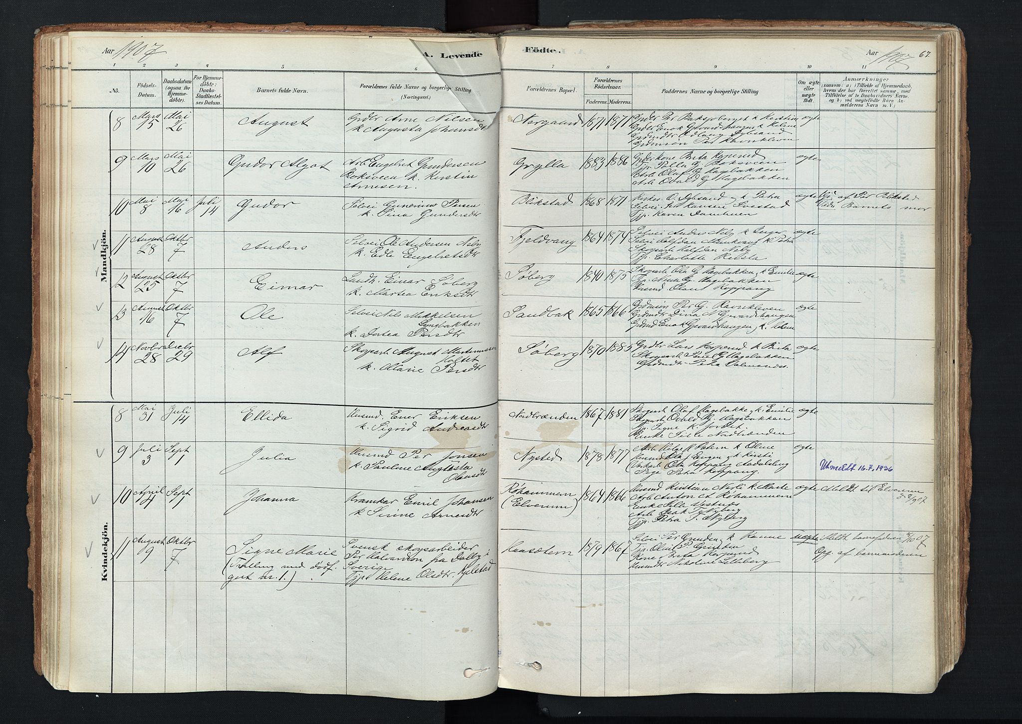 Trysil prestekontor, AV/SAH-PREST-046/H/Ha/Haa/L0011: Ministerialbok nr. 11, 1878-1912, s. 67
