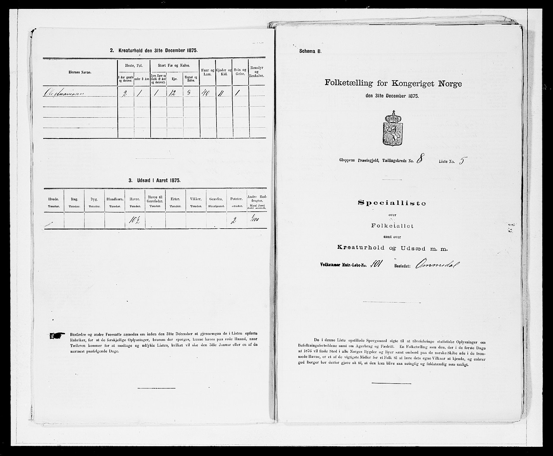 SAB, Folketelling 1875 for 1445P Gloppen prestegjeld, 1875, s. 867