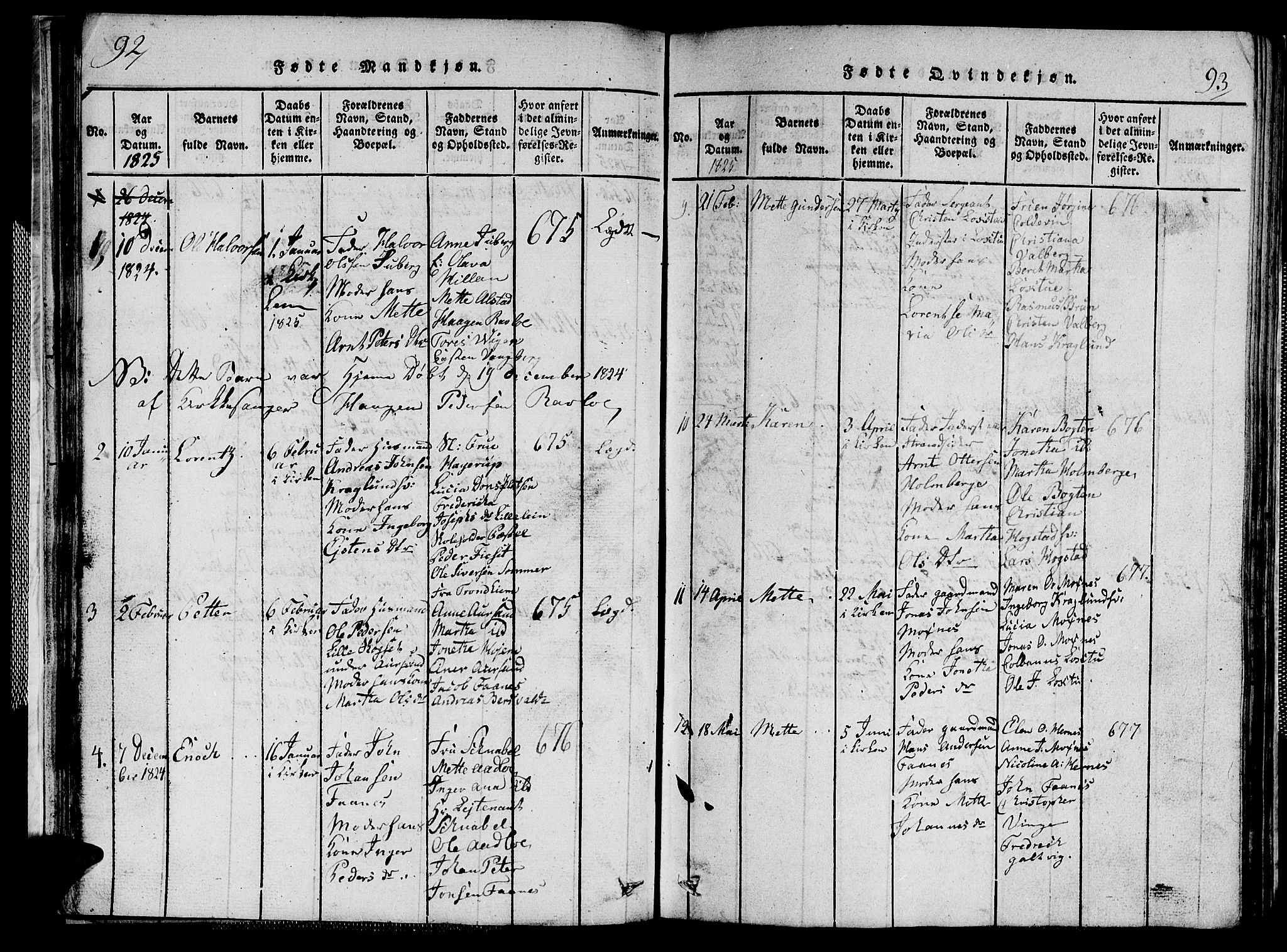 Ministerialprotokoller, klokkerbøker og fødselsregistre - Nord-Trøndelag, SAT/A-1458/713/L0124: Klokkerbok nr. 713C01, 1817-1827, s. 92-93