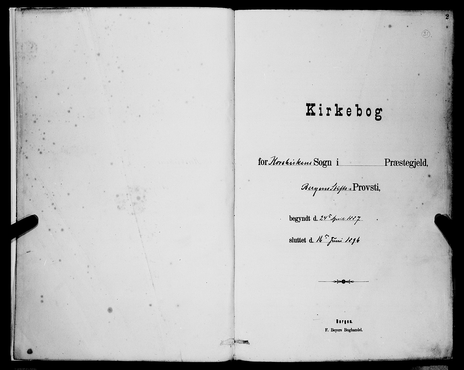 Korskirken sokneprestembete, SAB/A-76101/H/Hab: Klokkerbok nr. B 9, 1887-1896, s. 2