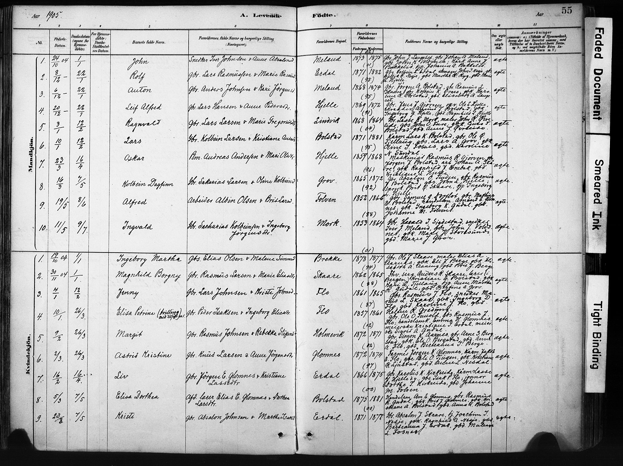 Stryn Sokneprestembete, AV/SAB-A-82501: Ministerialbok nr. D 1, 1878-1907, s. 55