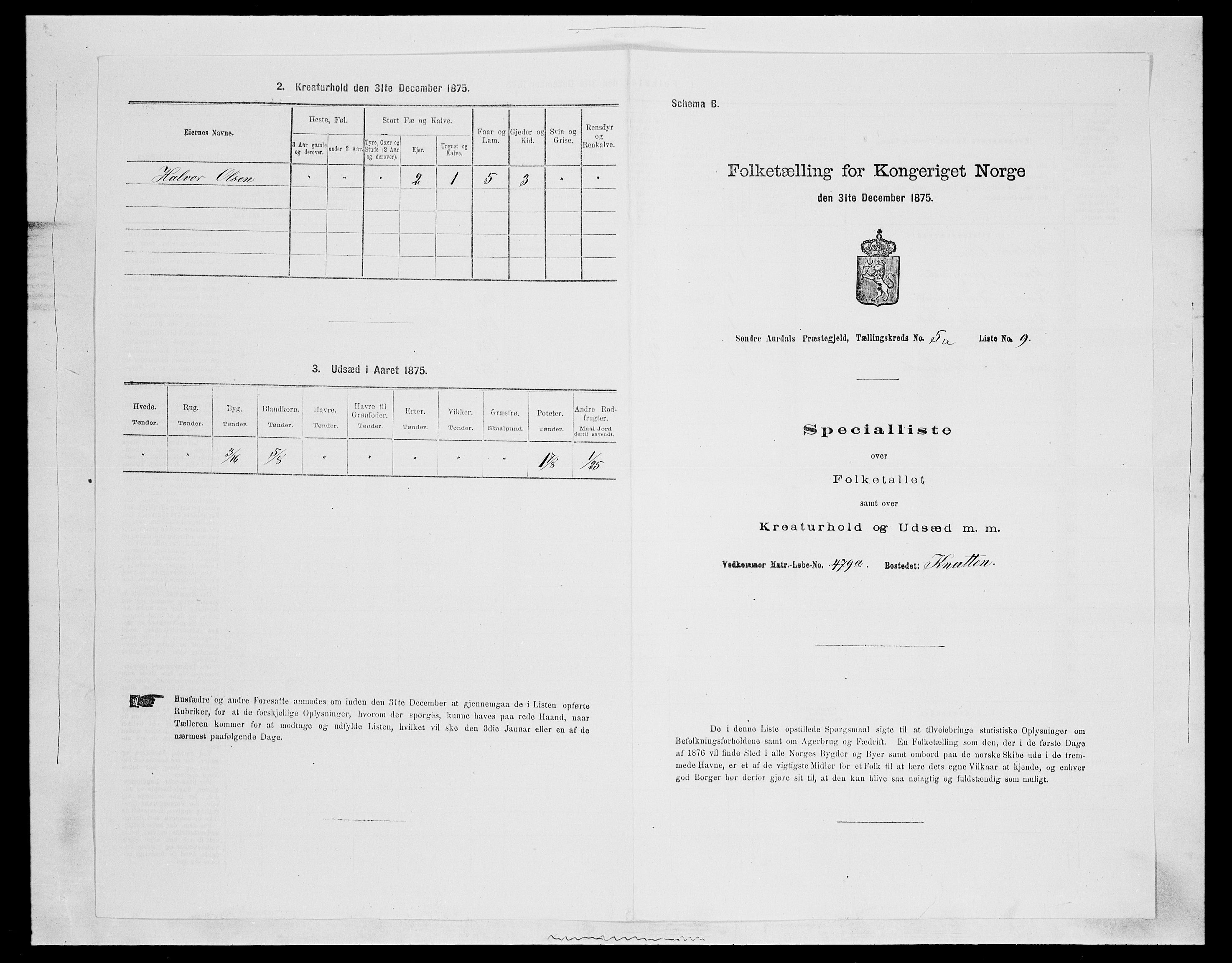 SAH, Folketelling 1875 for 0540P Sør-Aurdal prestegjeld, 1875, s. 757