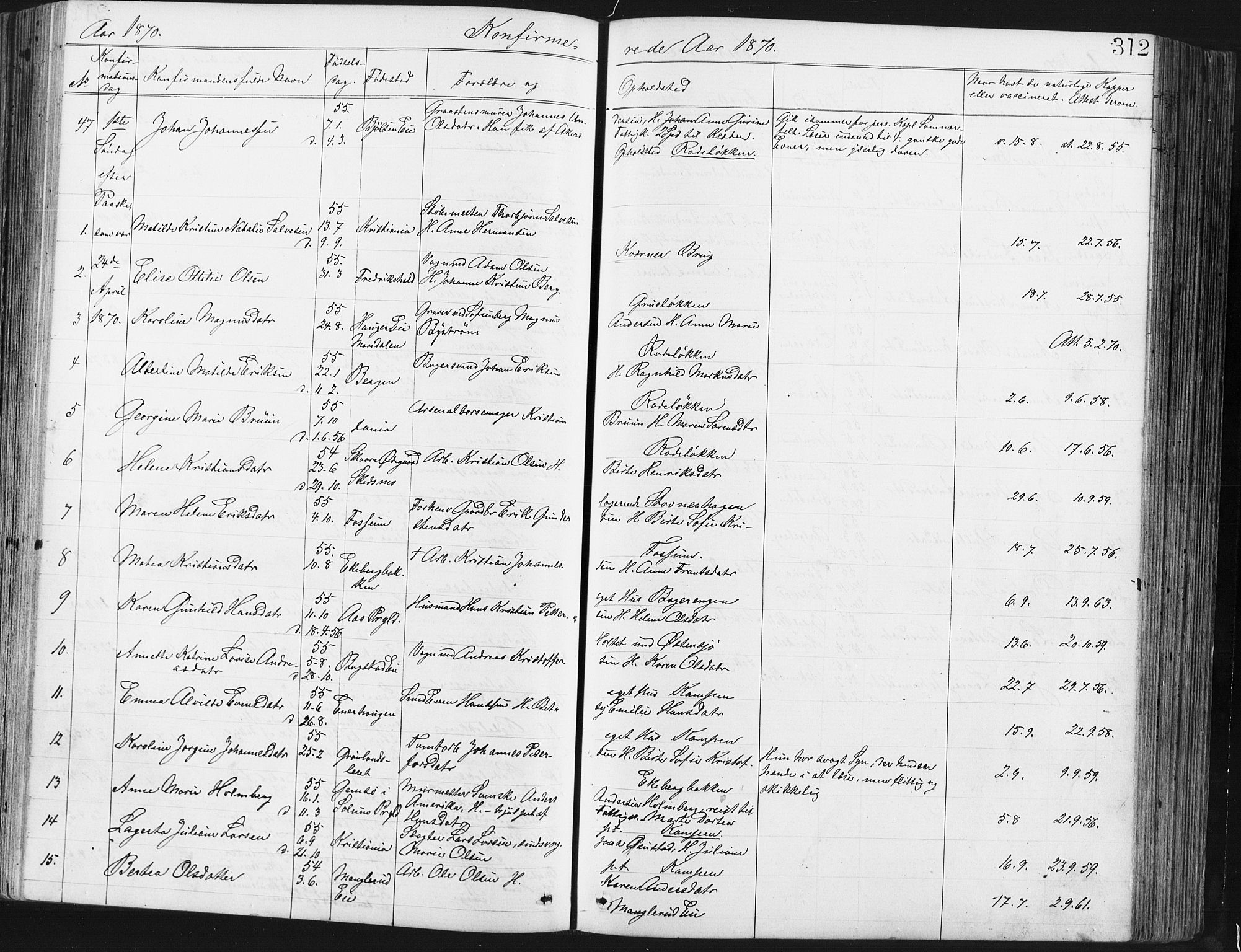 Østre Aker prestekontor Kirkebøker, AV/SAO-A-10840/G/Ga/L0003: Klokkerbok nr. I 3, 1868-1913, s. 312