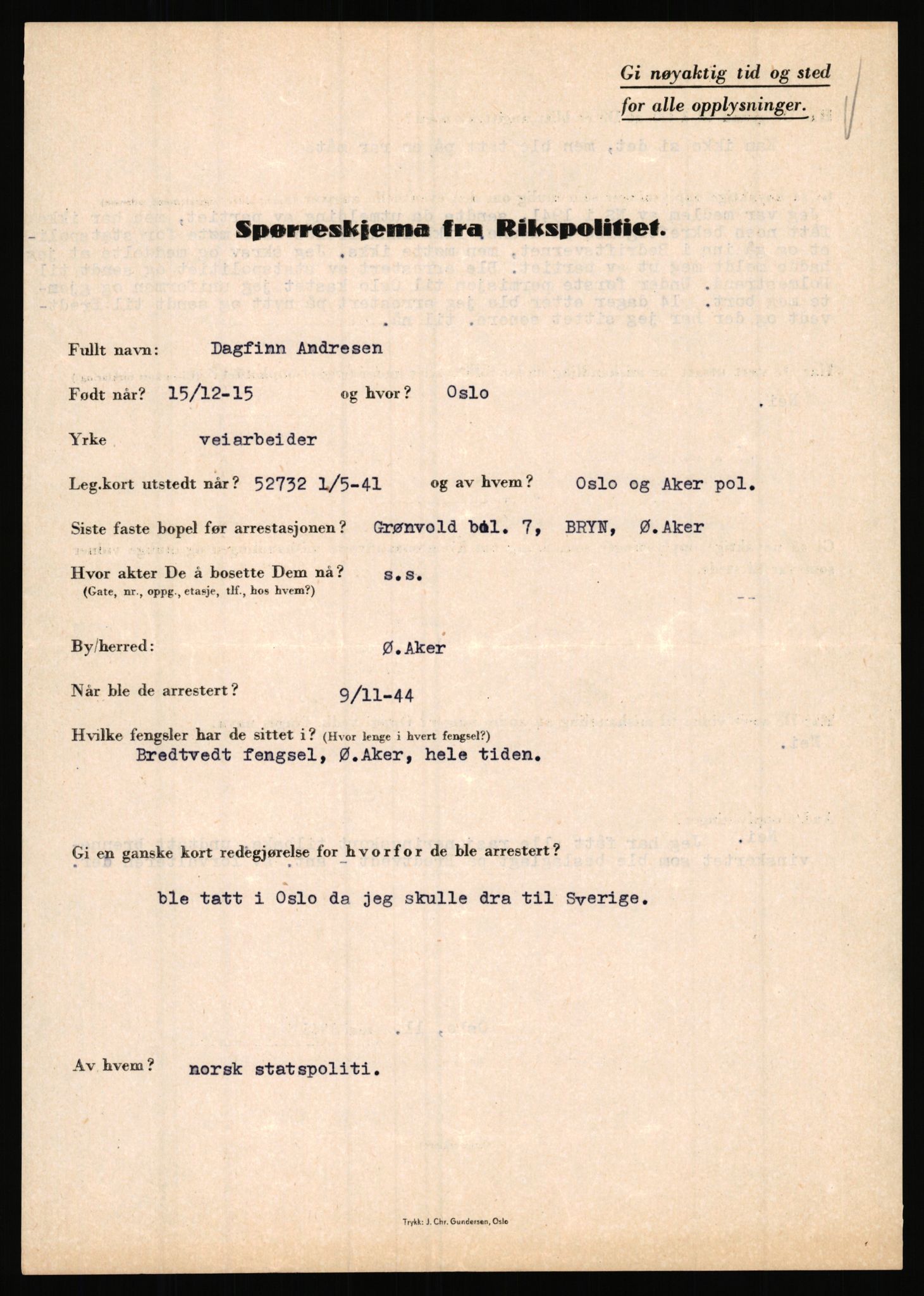 Rikspolitisjefen, AV/RA-S-1560/L/L0001: Abelseth, Rudolf - Berentsen, Odd, 1940-1945, s. 697