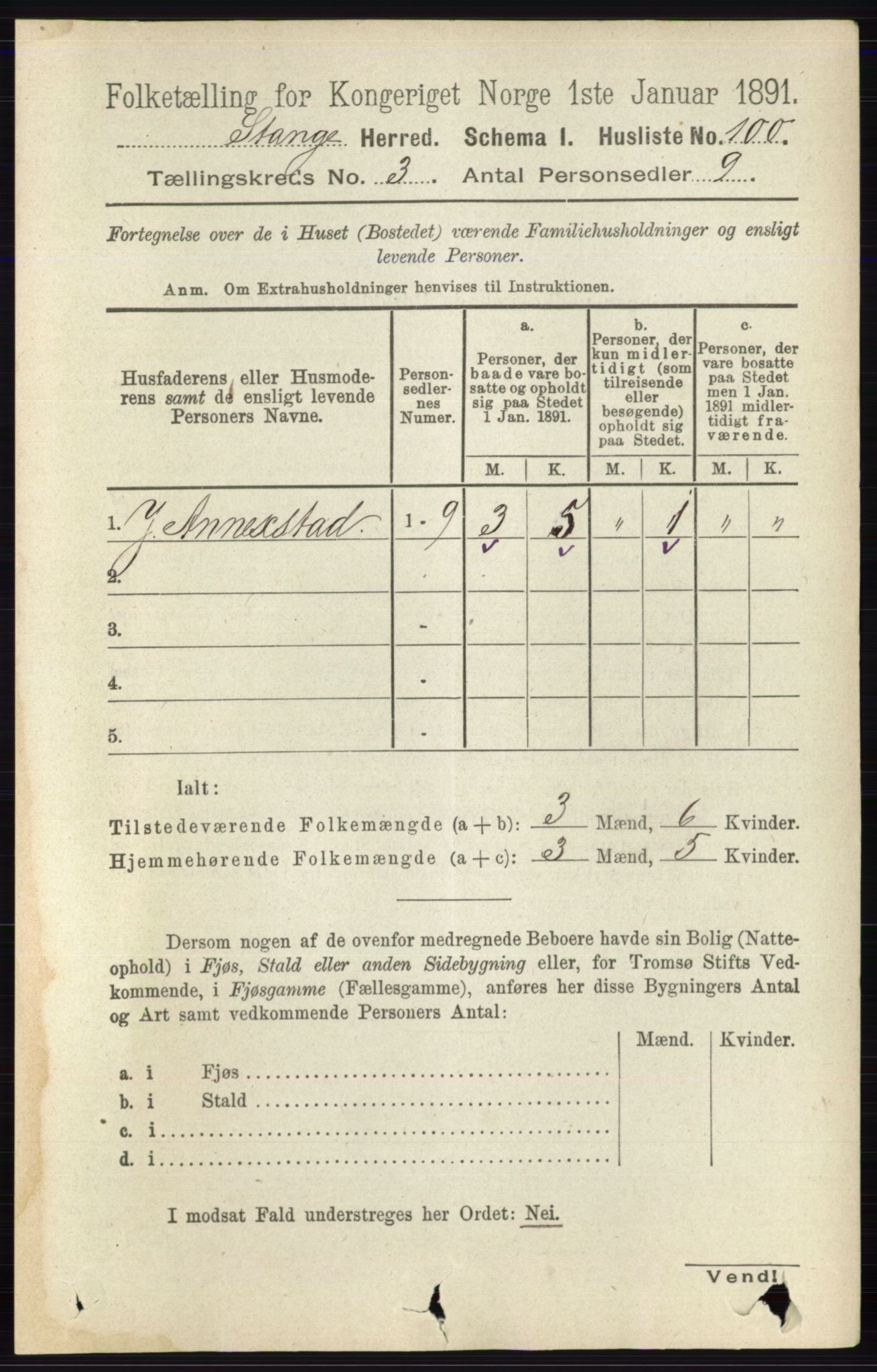 RA, Folketelling 1891 for 0417 Stange herred, 1891, s. 1631