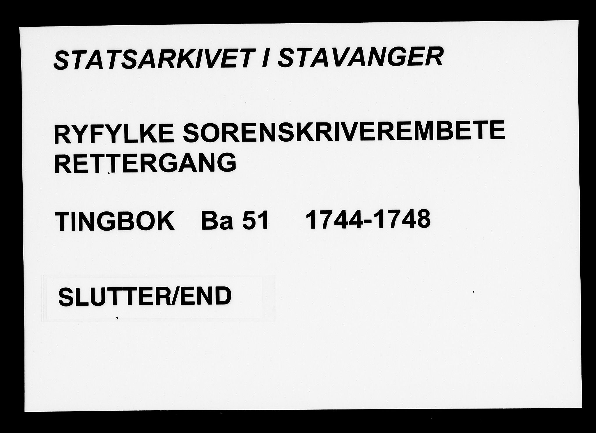Ryfylke tingrett, SAST/A-100055/001/I/IB/IBBa/L0051: Tingbok, Karmsund og Hesby, 1744-1748