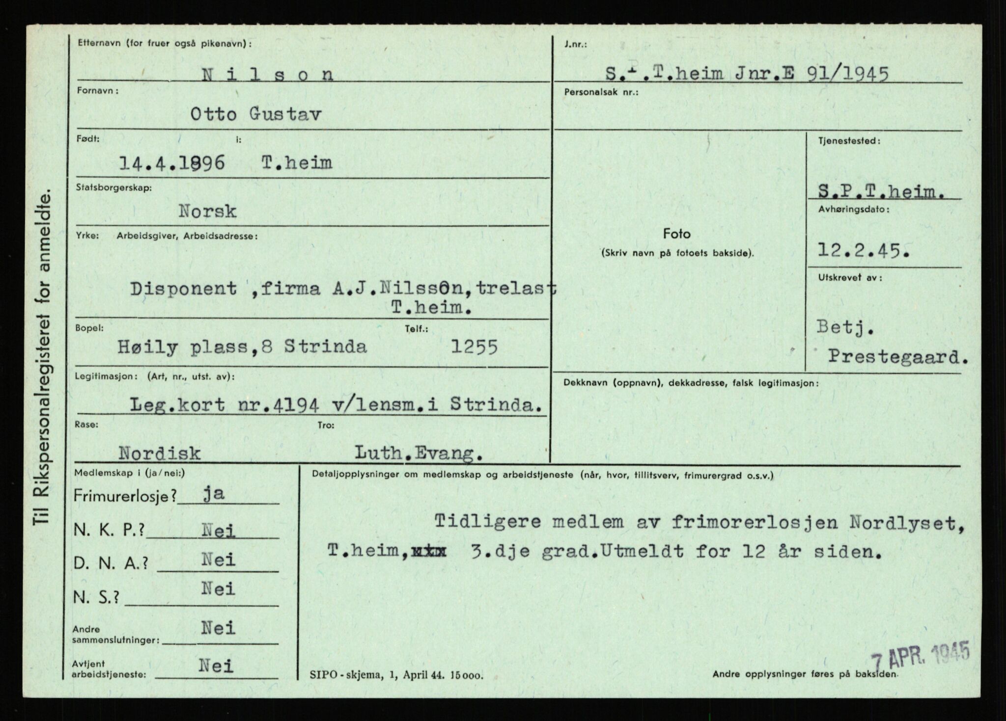 Statspolitiet - Hovedkontoret / Osloavdelingen, AV/RA-S-1329/C/Ca/L0011: Molberg - Nøstvold, 1943-1945, s. 3394