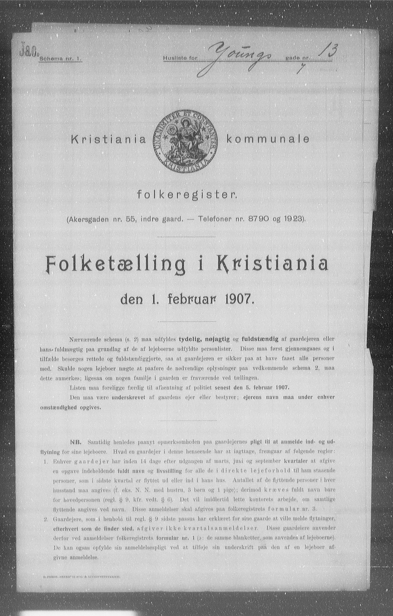 OBA, Kommunal folketelling 1.2.1907 for Kristiania kjøpstad, 1907, s. 65384