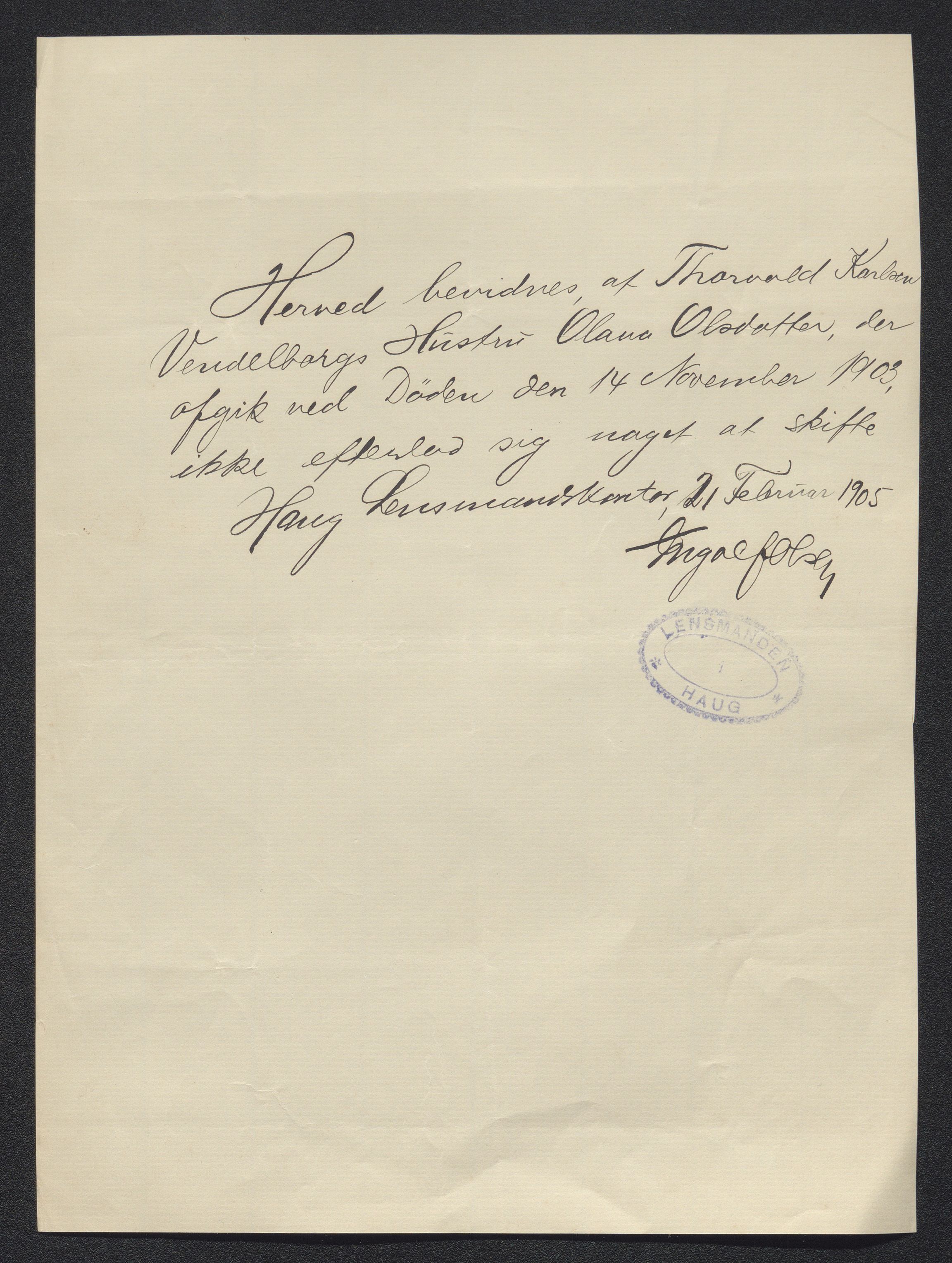 Eiker, Modum og Sigdal sorenskriveri, AV/SAKO-A-123/H/Ha/Hab/L0030: Dødsfallsmeldinger, 1903-1905, s. 58