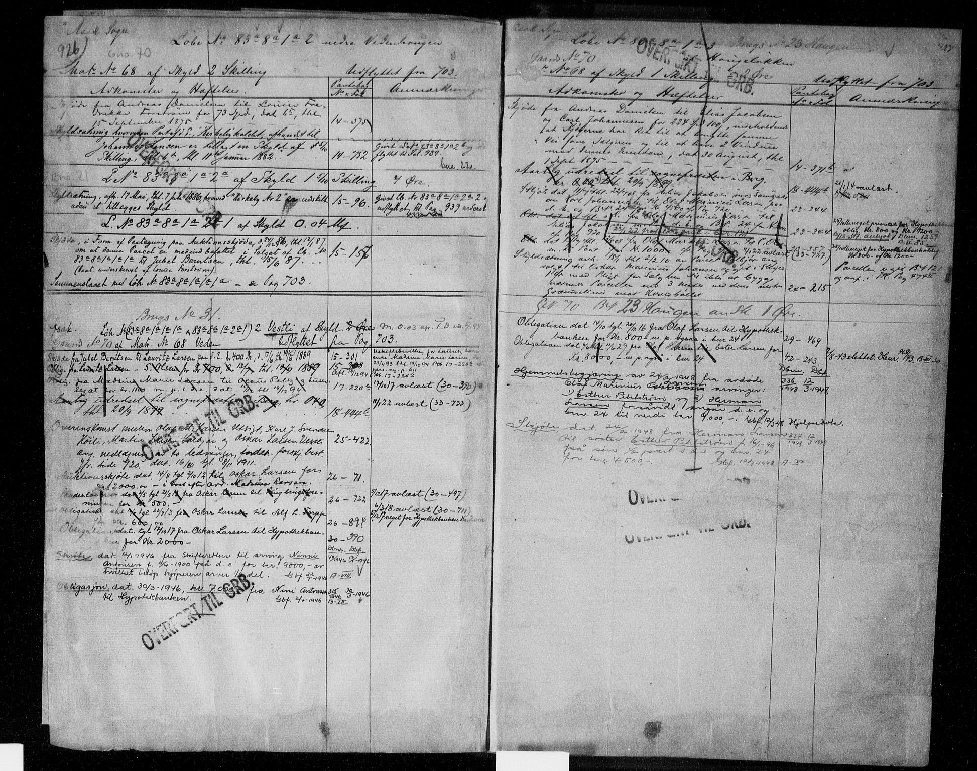 Idd og Marker sorenskriveri, AV/SAO-A-10283/G/Ga/Gac/L0004b: Panteregister nr. II 4b, 1848-1953, s. 926-927