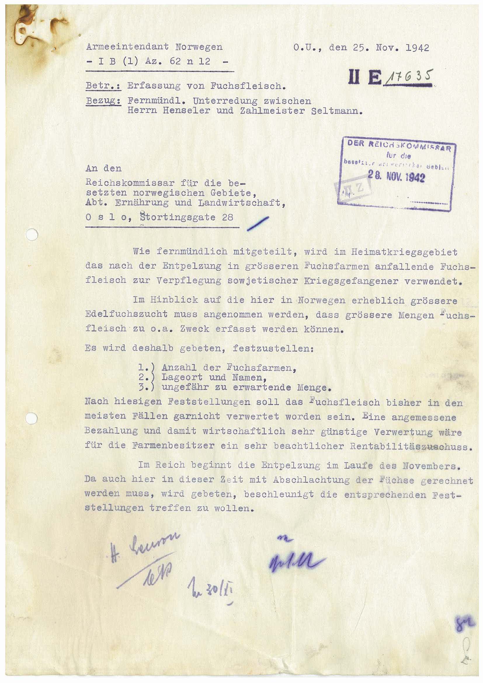 Tyske arkiver, Reichskommissariat, RA/RAFA-2174/E/Ec/Ecf/L0024/0029: Skriv, forordninger og sirkulærer / Diverse mat og drikke, 1940-1945, s. 4